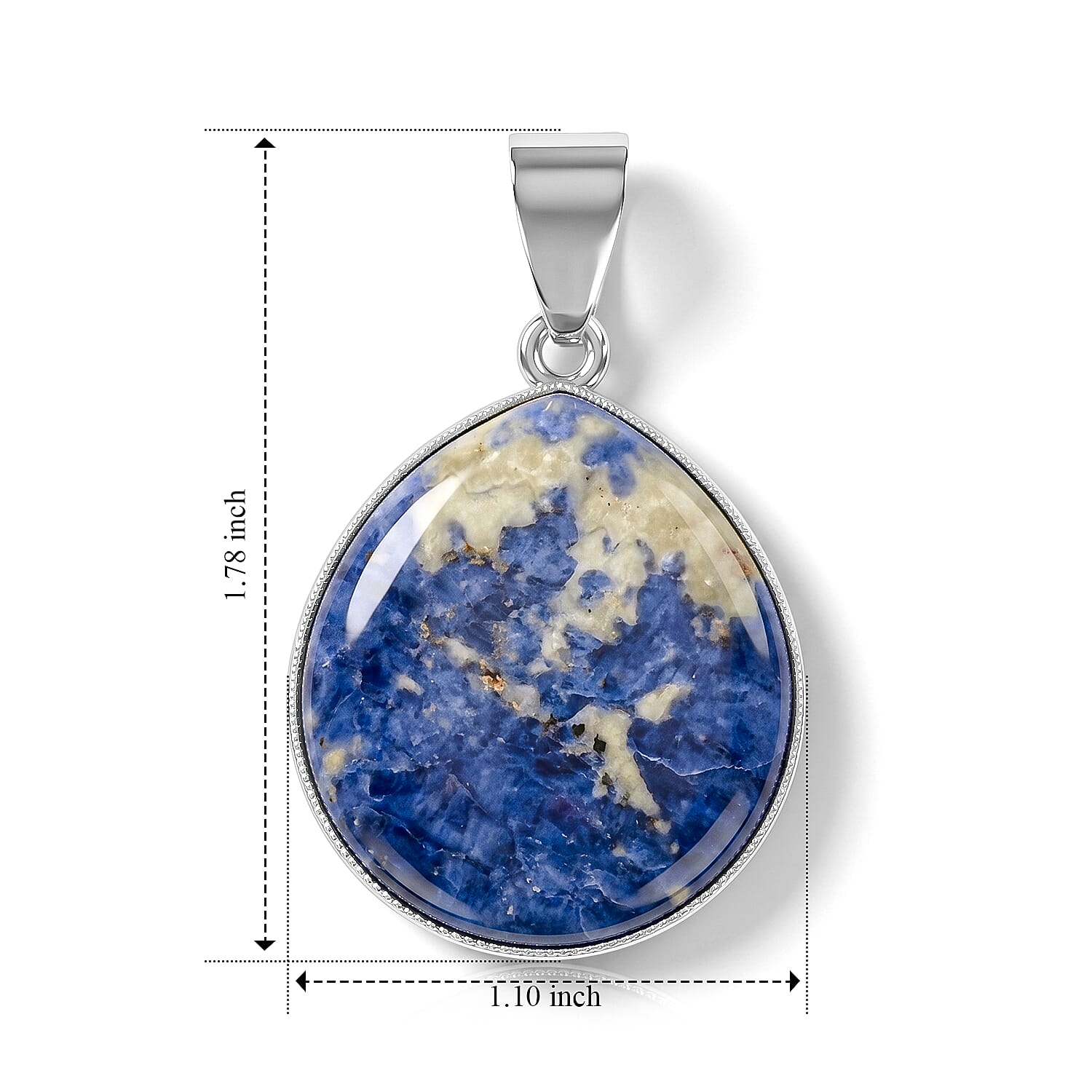 Sodalite 20.00 ctw Drop Pendant in Silvertone