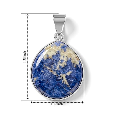 Sodalite 20.00 ctw Drop Pendant in Silvertone