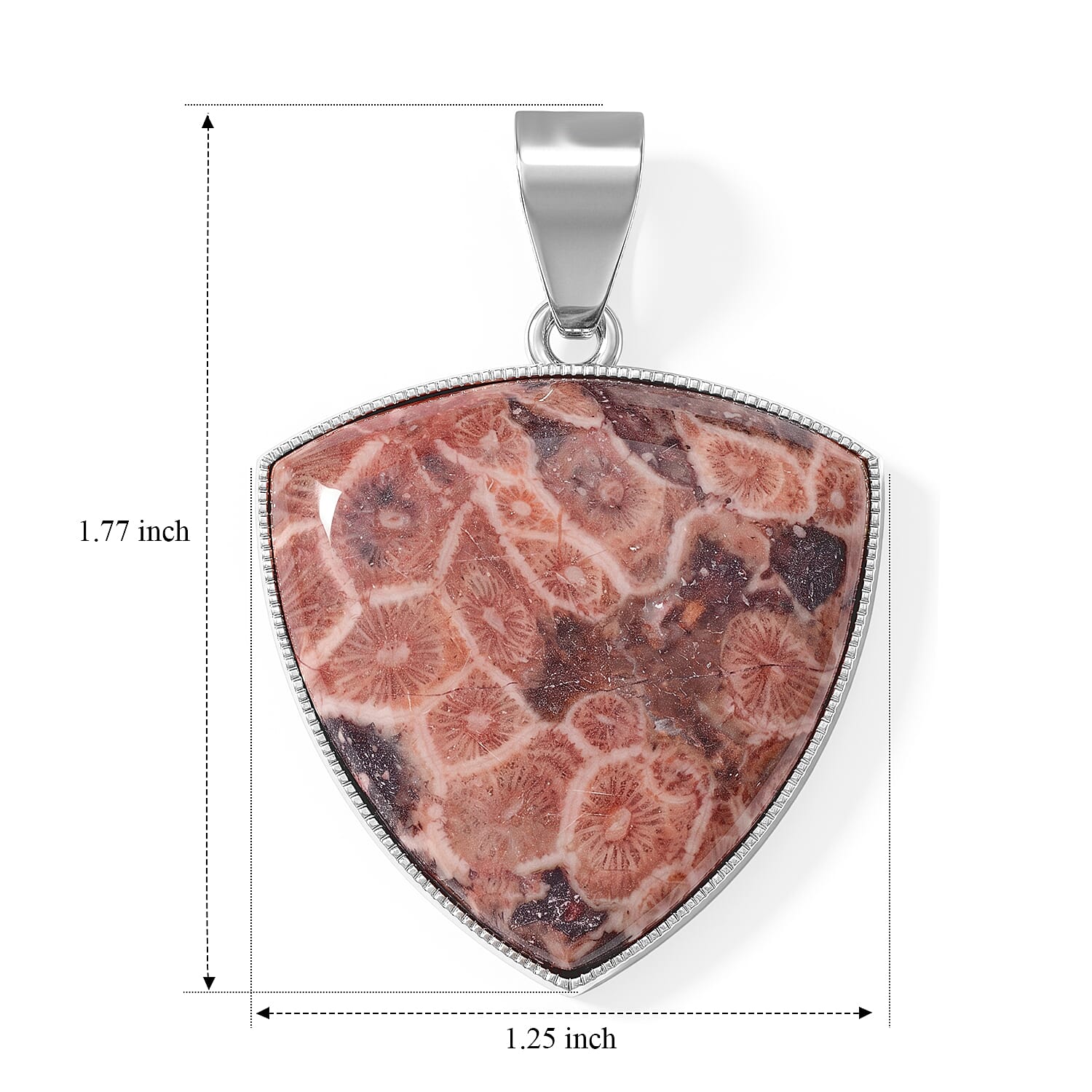 Red Flower Petosky 25.00 ctw Trillion Pendant in Silvertone