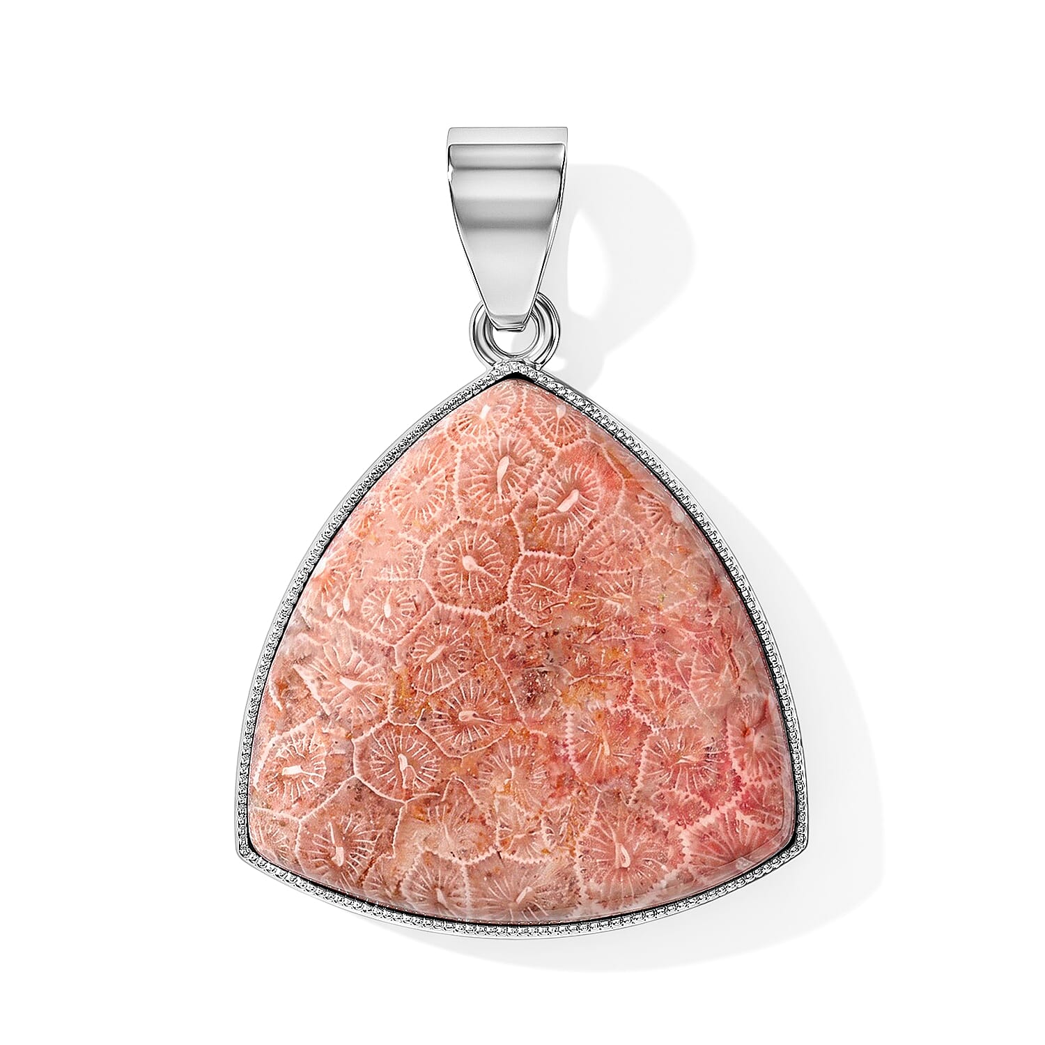 Red Flower Petosky 25.00 ctw Trillion Pendant in Silvertone