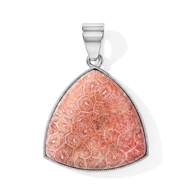 Red Flower Petosky 25.00 ctw Trillion Pendant in Silvertone