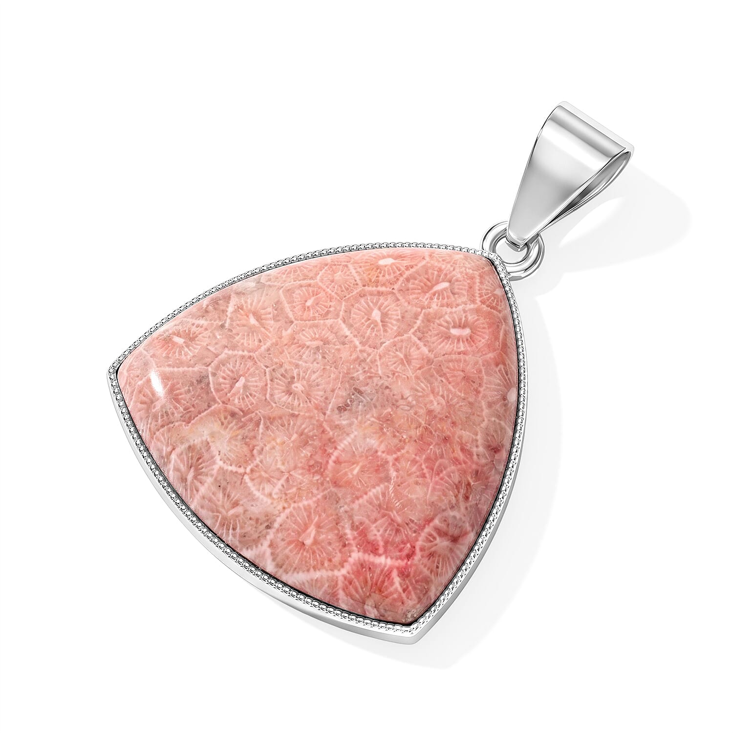 Red Flower Petosky 25.00 ctw Trillion Pendant in Silvertone