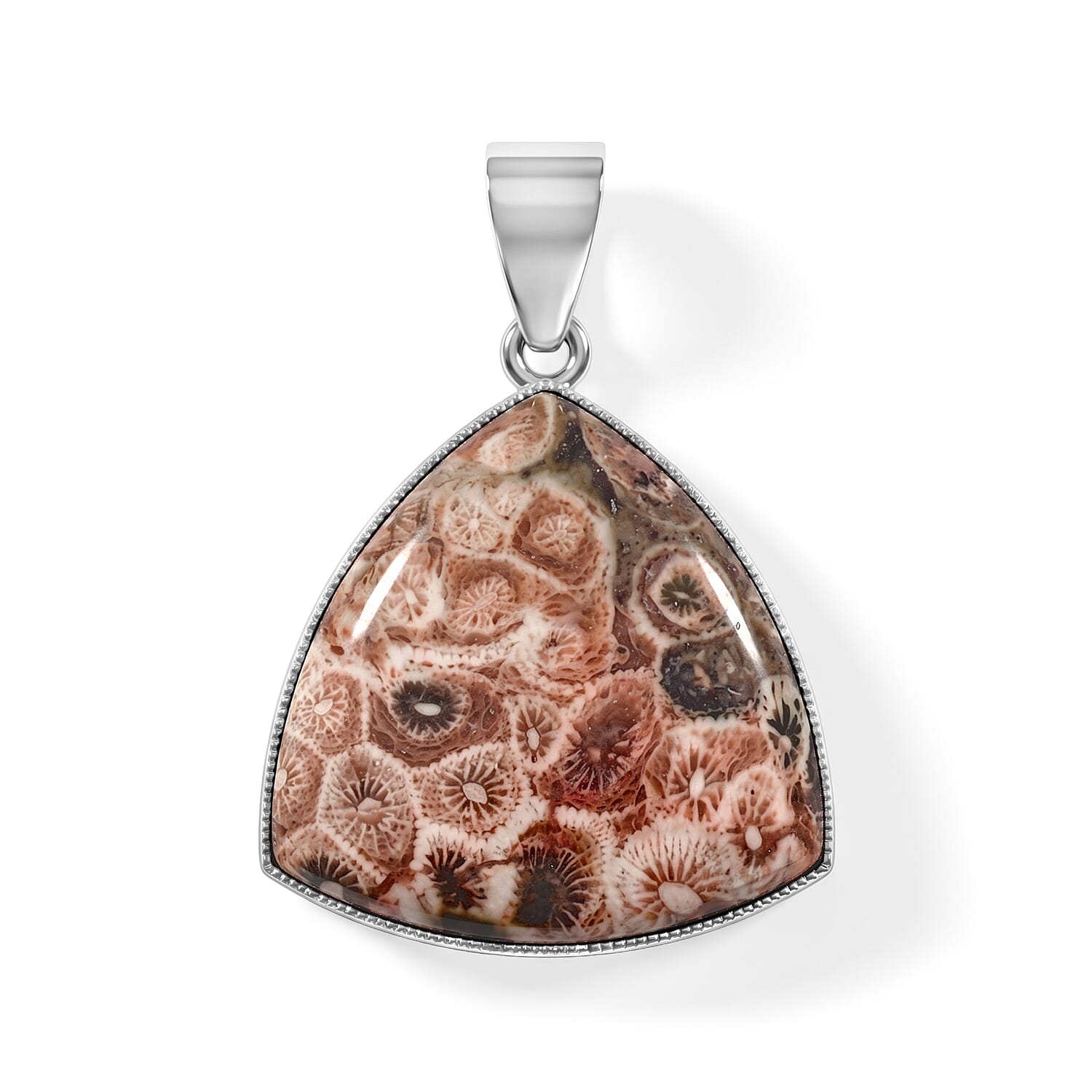 Red Flower Petosky 25.00 ctw Trillion Pendant in Silvertone