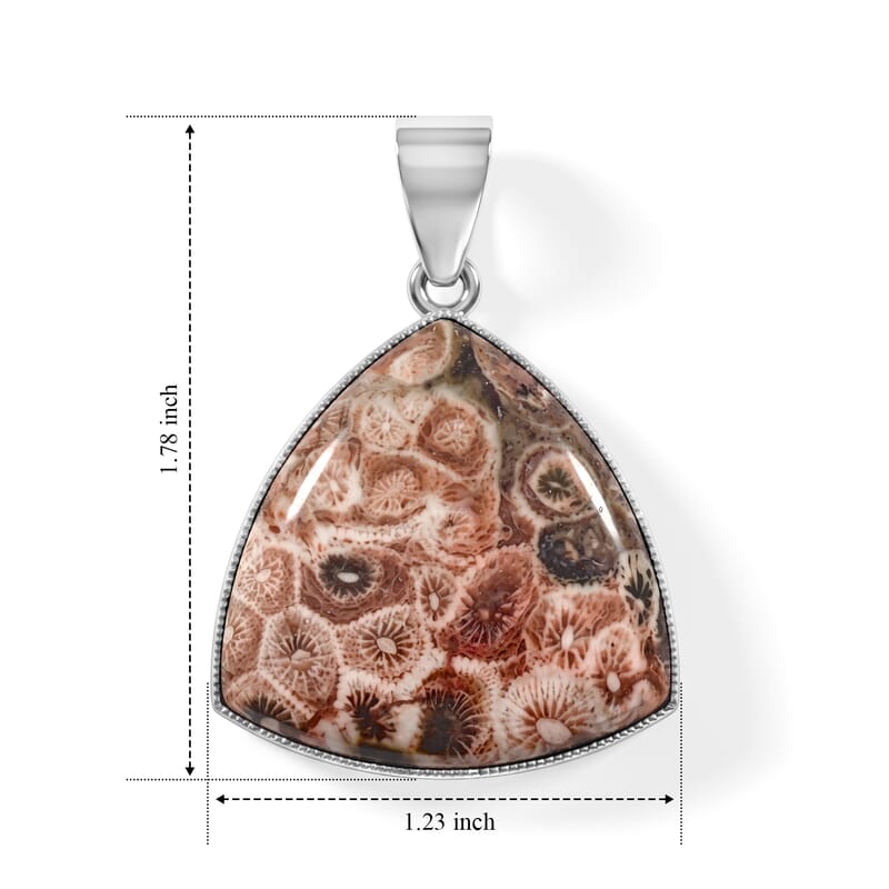 Red Flower Petosky 25.00 ctw Trillion Pendant in Silvertone