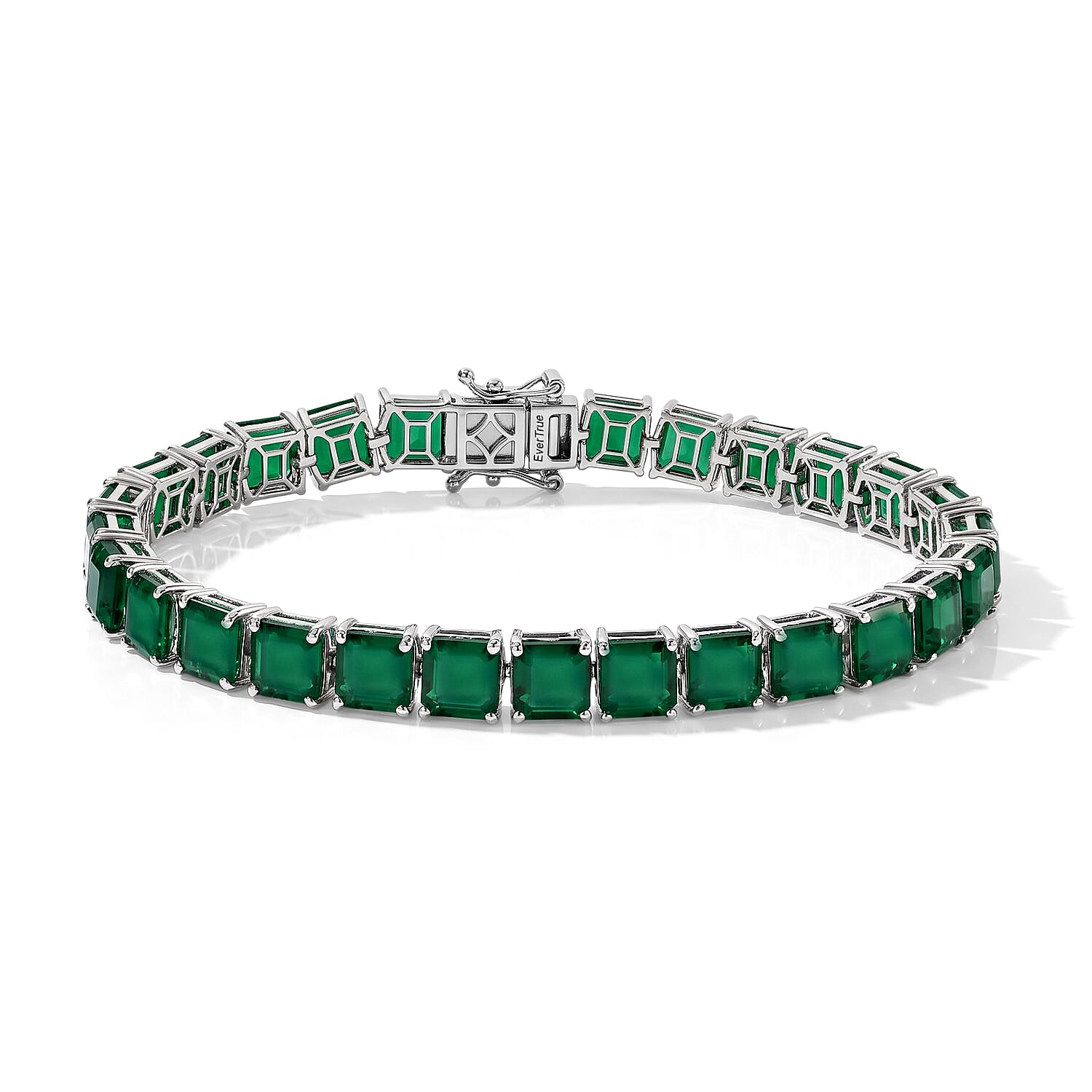 EverTrue Green Onyx 23.00 ctw Tennis Bracelet in Platinum Bond (6.50 In)