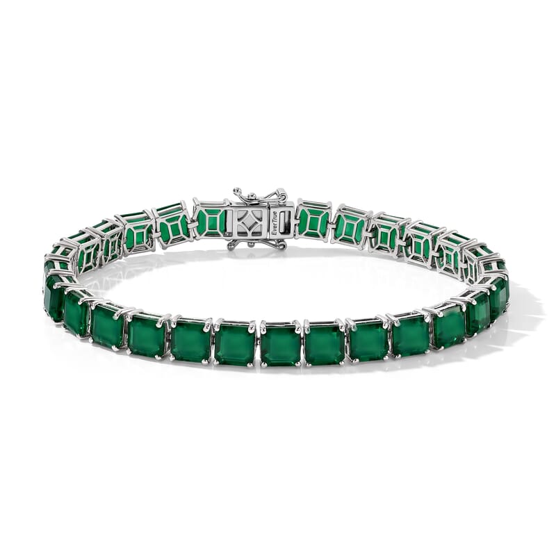 EverTrue Green Onyx 23.00 ctw Tennis Bracelet in Platinum Bond (6.50 In)