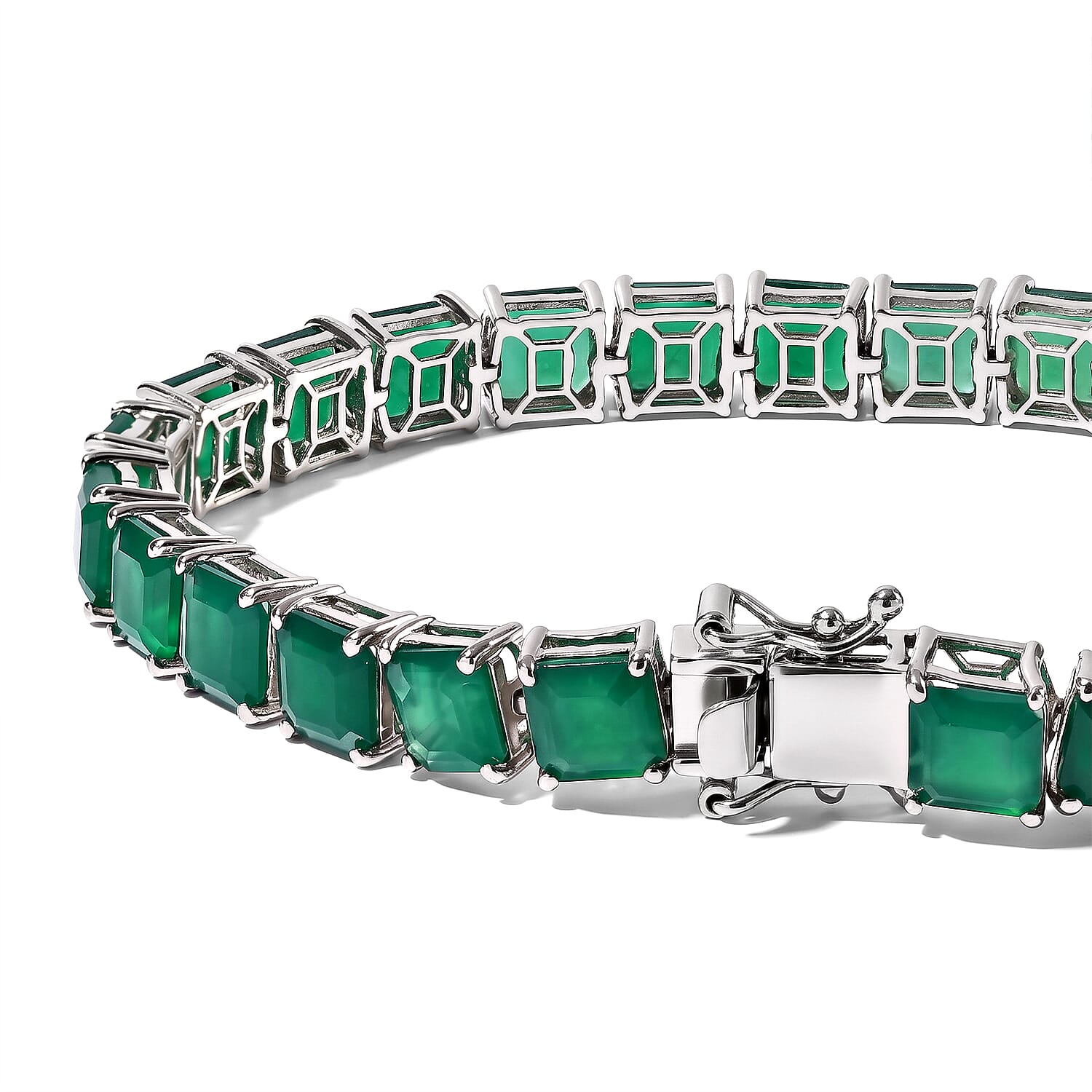EverTrue Green Onyx 23.00 ctw Tennis Bracelet in Platinum Bond (6.50 In)