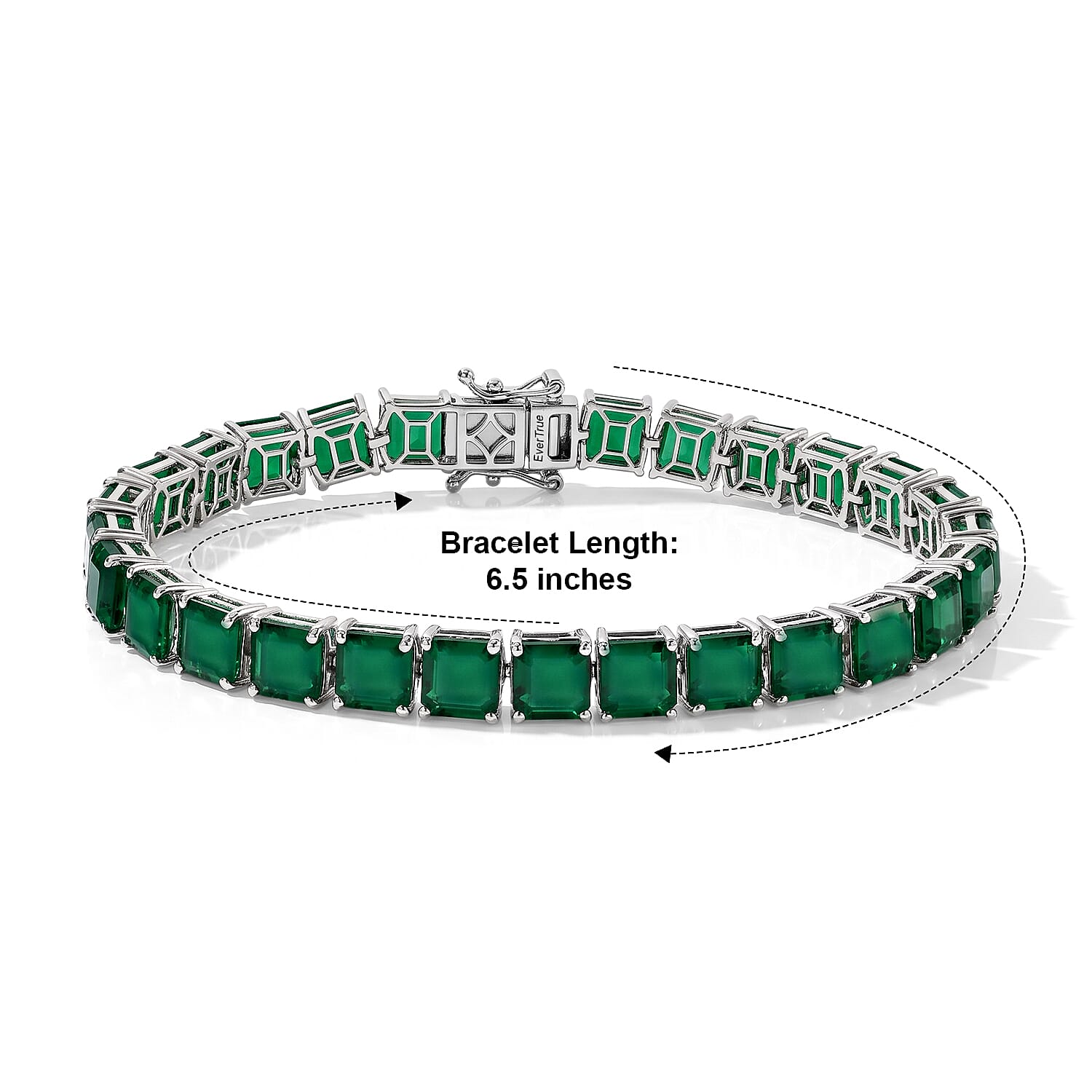EverTrue Green Onyx 23.00 ctw Tennis Bracelet in Platinum Bond (6.50 In)