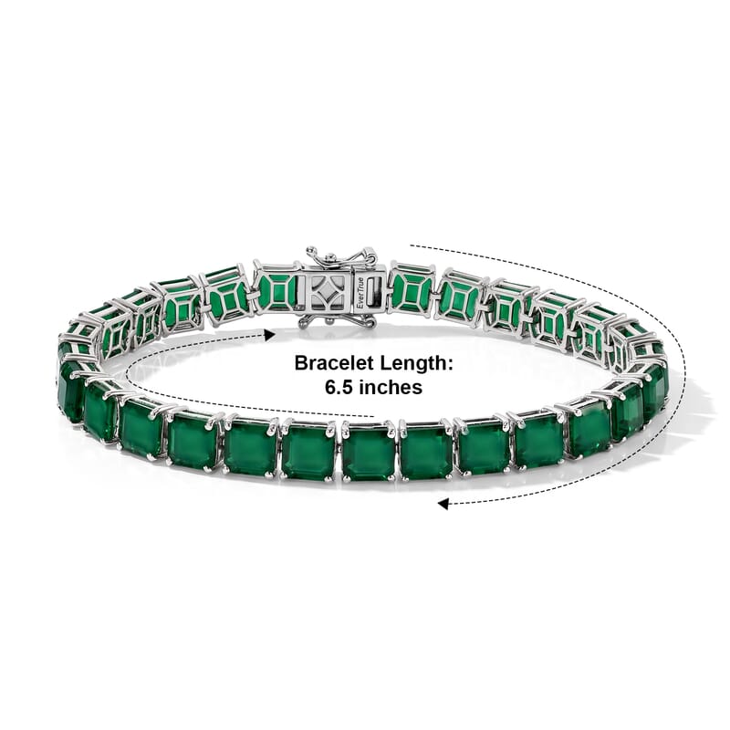 EverTrue Green Onyx 23.00 ctw Tennis Bracelet in Platinum Bond (6.50 In)