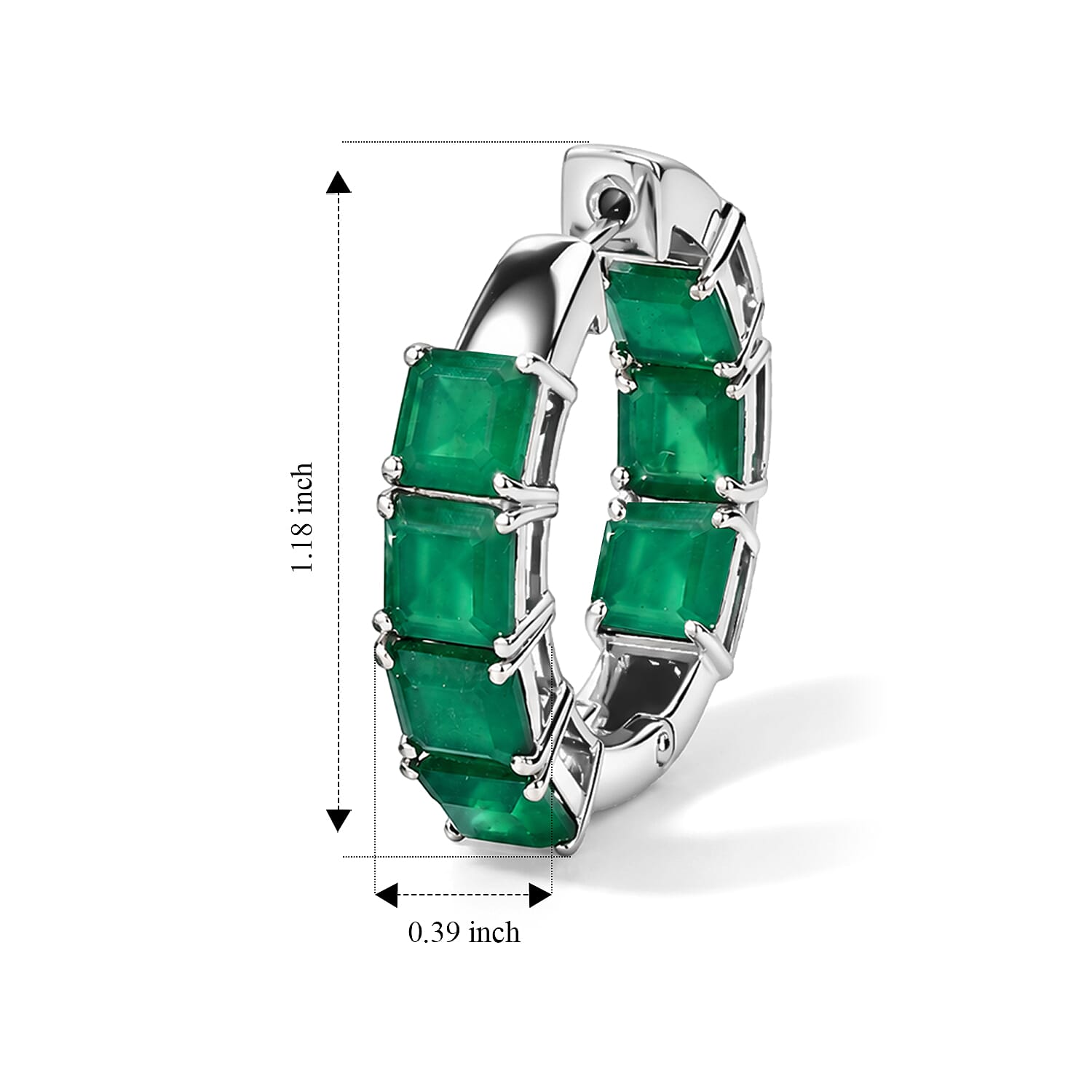 EverTrue Verde Onyx 13.65 ctw Garden Vine Hoop Earrings in Platinum Bond
