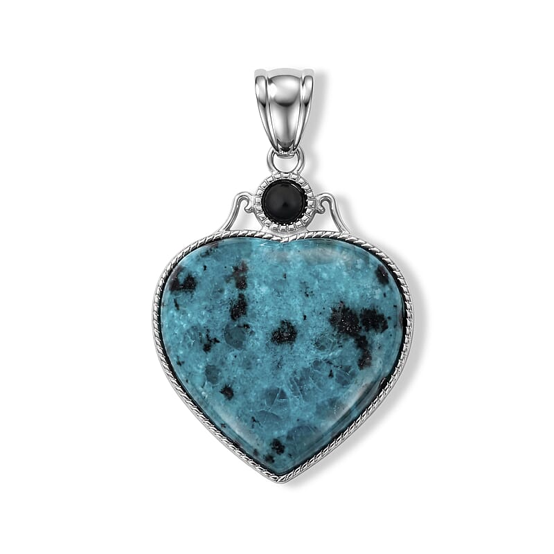 Center Stone Varies Heart Love Aqua Quartz 32.00 ctw Pendant in Silvertone