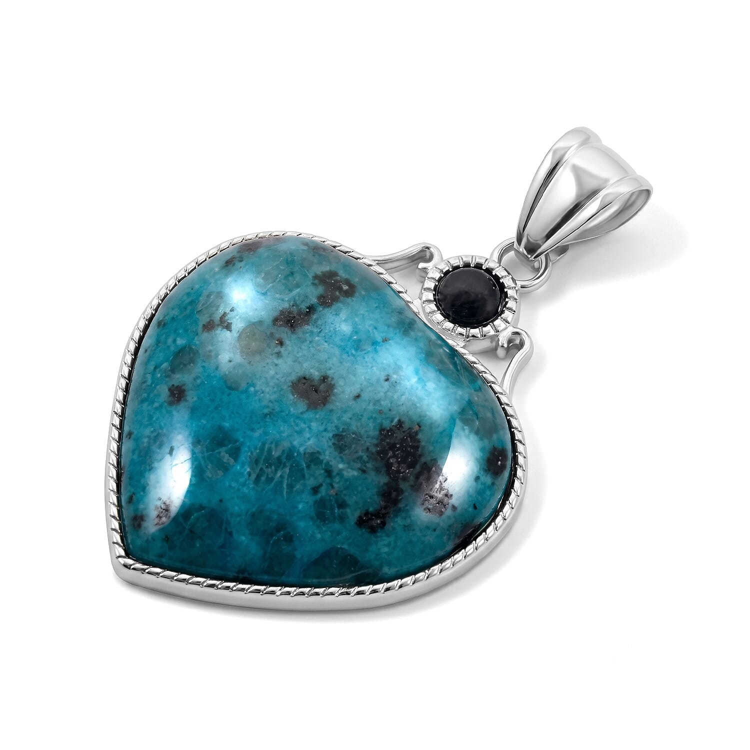 Center Stone Varies Heart Love Aqua Quartz 32.00 ctw Pendant in Silvertone