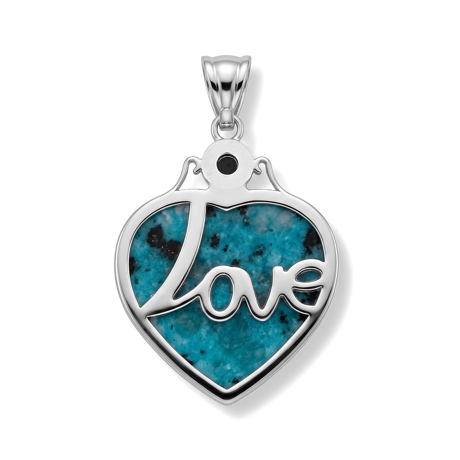 Center Stone Varies Heart Love Aqua Quartz 32.00 ctw Pendant in Silvertone
