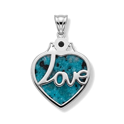 Center Stone Varies Heart Love Aqua Quartz 32.00 ctw Pendant in Silvertone