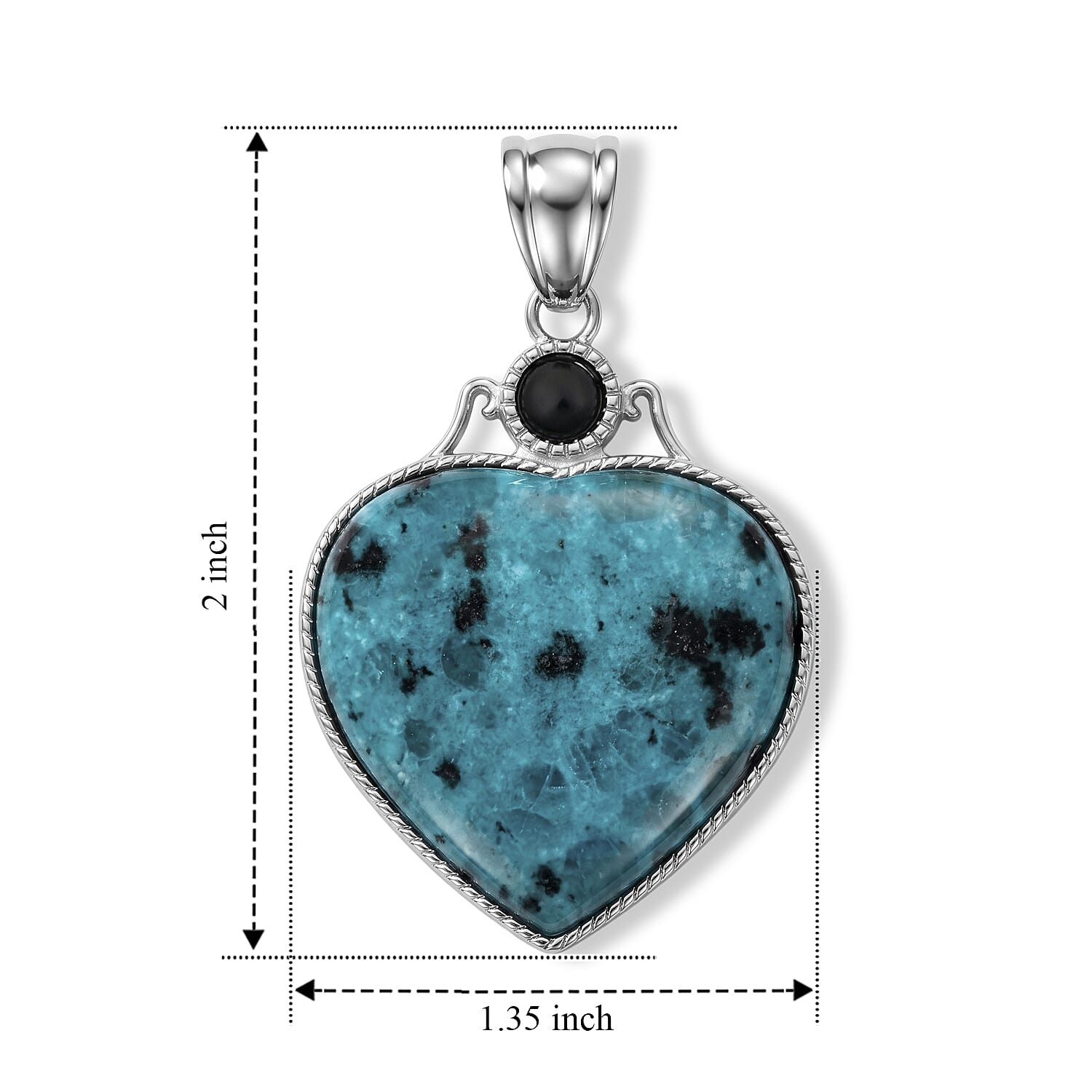 Center Stone Varies Heart Love Aqua Quartz 32.00 ctw Pendant in Silvertone