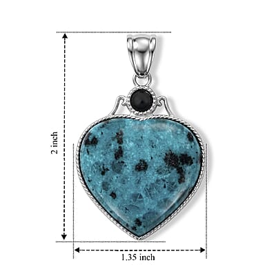 Center Stone Varies Heart Love Aqua Quartz 32.00 ctw Pendant in Silvertone