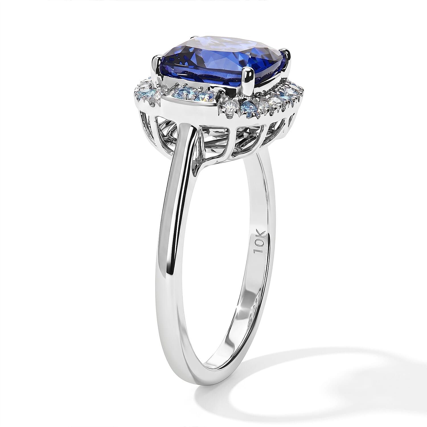 Certified and Appraised Luxoro AAA Tanzanite, Paraiba Tourmaline and Diamond (I2) 3.35 ctw Ring in 10K White Gold (Size 6.0)