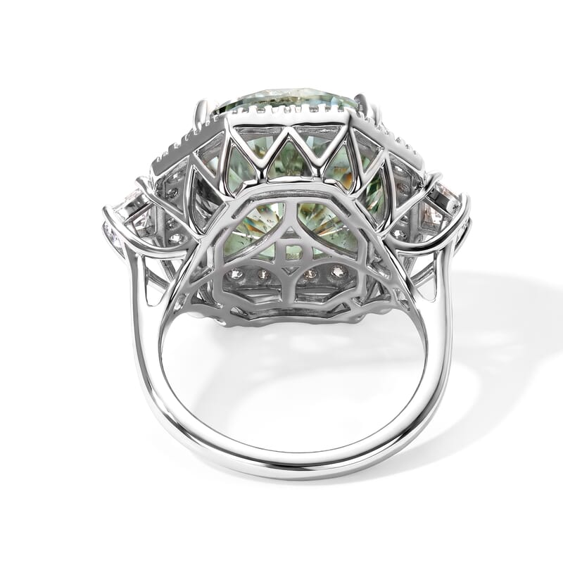 Certified and Appraised D'Joy Mint Green and White Moissanite 10.60 ctw Ring in Rhodium Over Sterling Silver (Size 6.0)