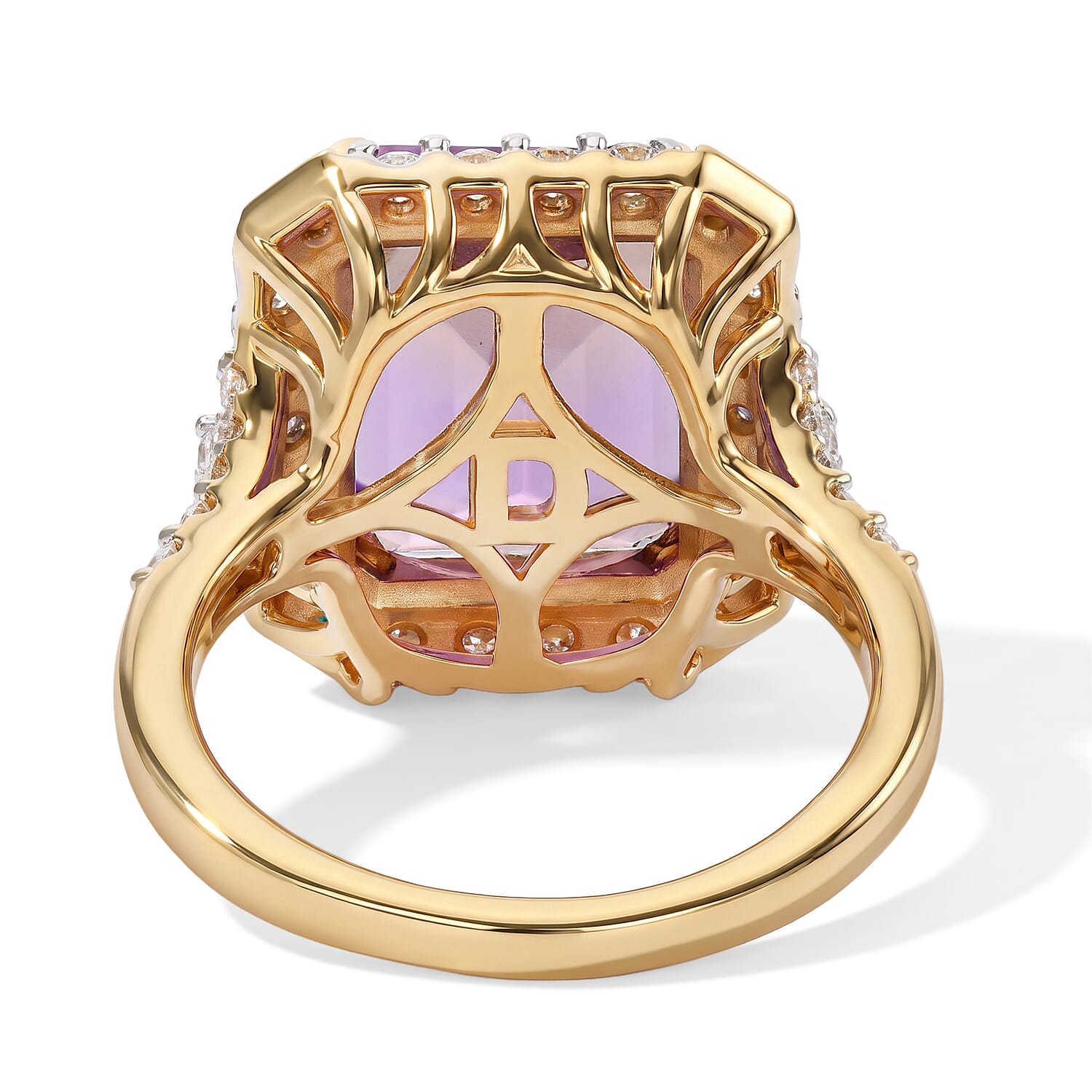 Certified and Appraised D'Joy Premium Anahi Ametrine and Moissanite 6.75 ctw Ring in 18K Vermeil Yellow Gold Over Sterling Silver (Size 7.0)