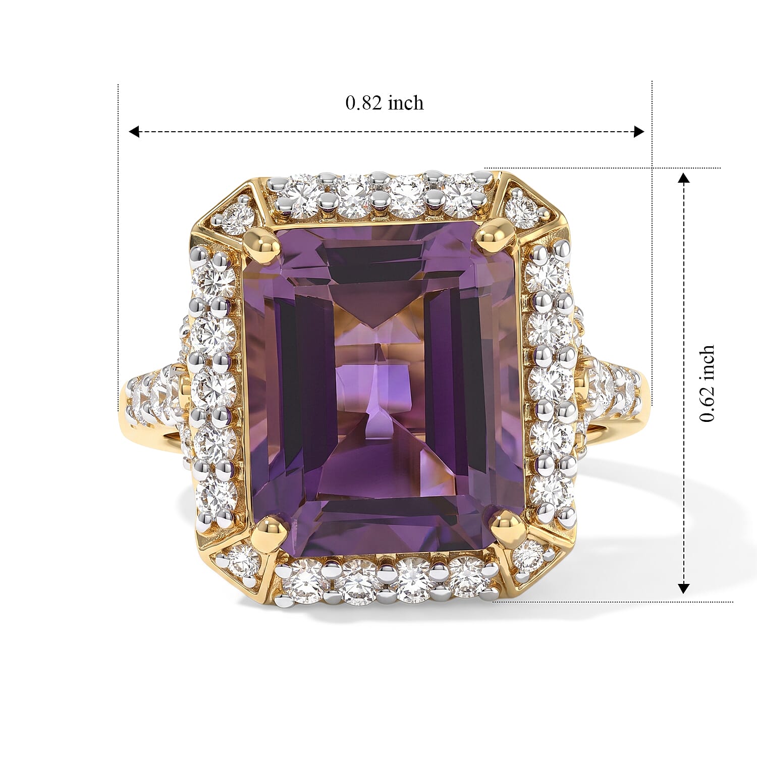 Certified and Appraised D'Joy Premium Anahi Ametrine and Moissanite 6.75 ctw Ring in 18K Vermeil Yellow Gold Over Sterling Silver (Size 7.0)