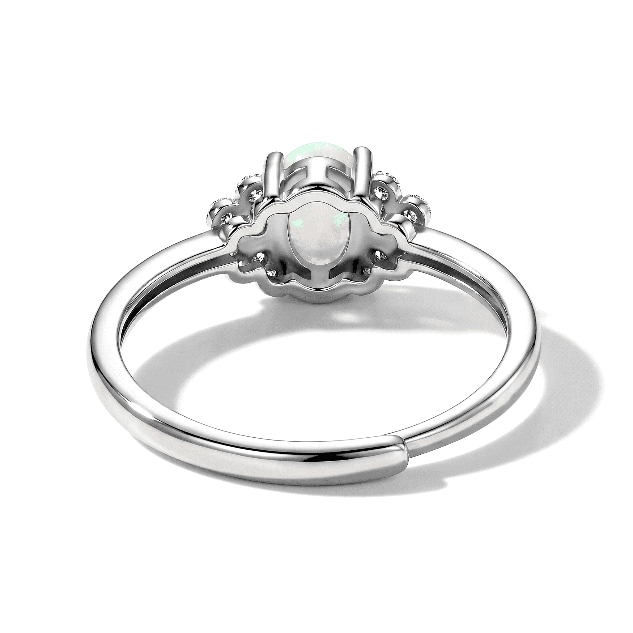 White Opal 1.00 ctw Ring in Silvertone (Adjustable)