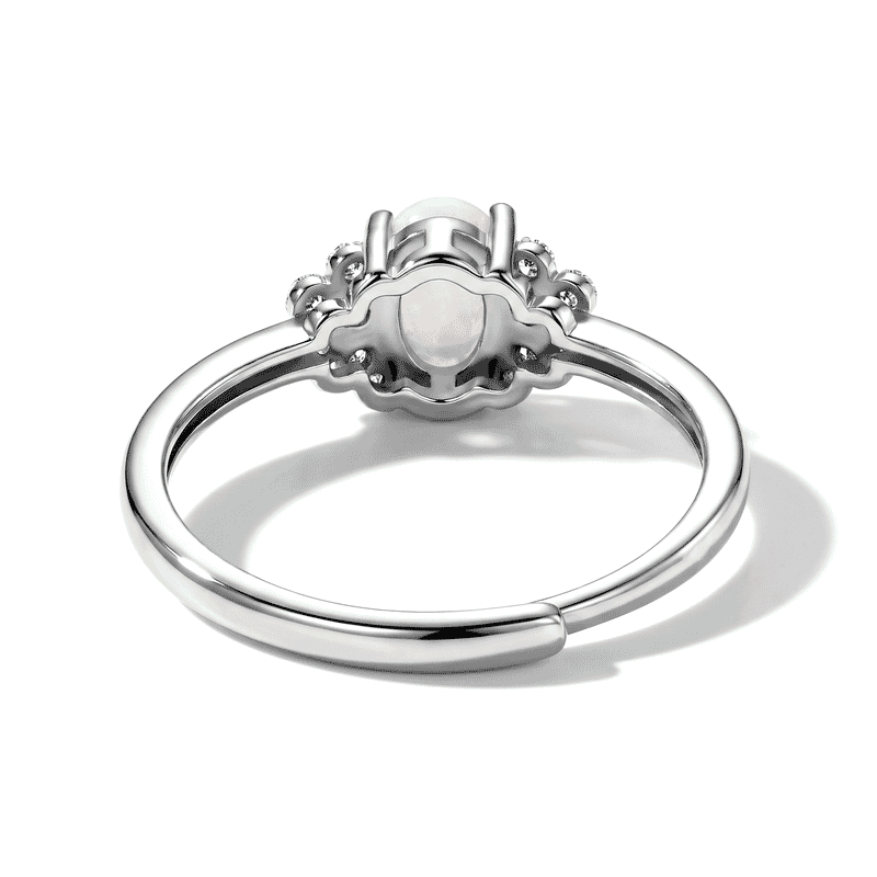 White Opal 1.00 ctw Ring in Silvertone (Adjustable)