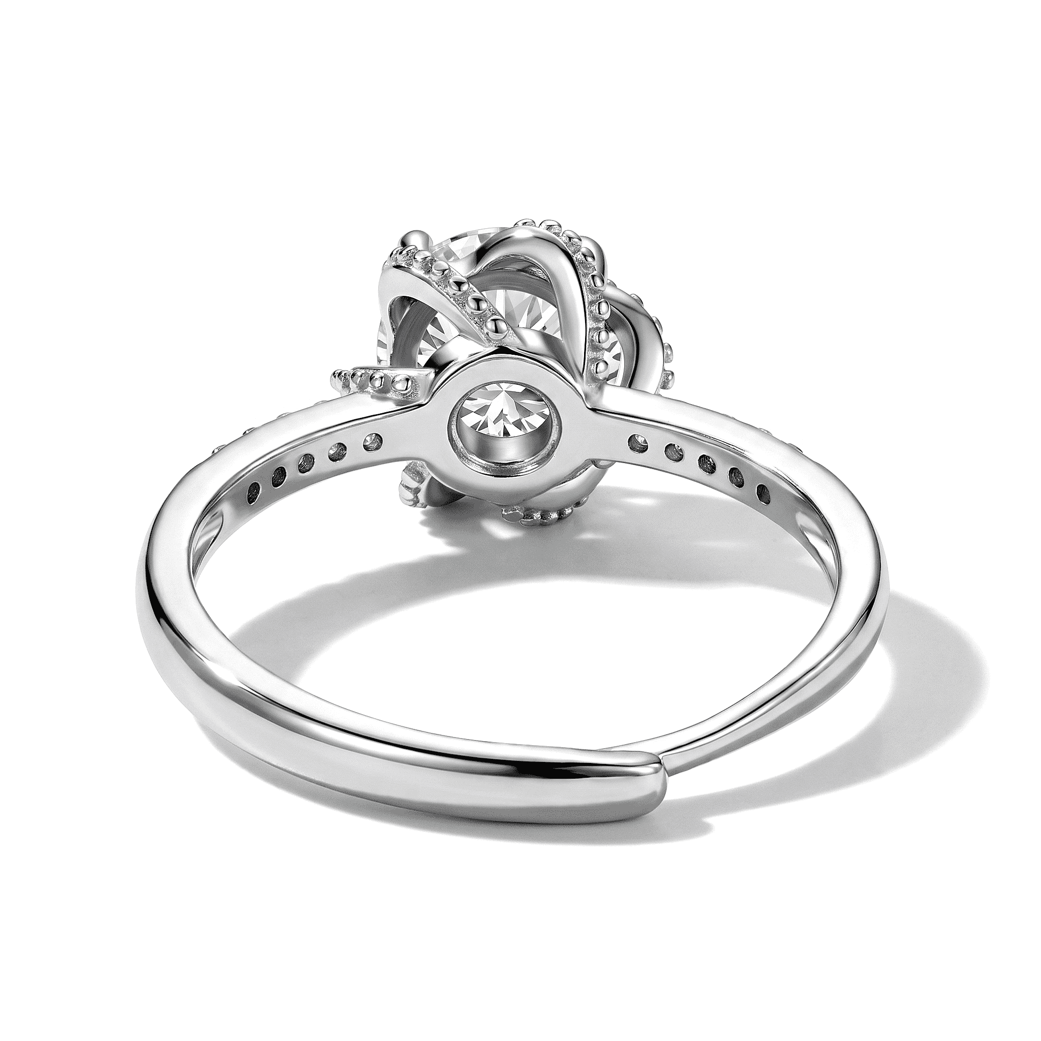 Moissanite and Simulated Diamond 2.30 ctw Ring in Silvertone (Adjustable)
