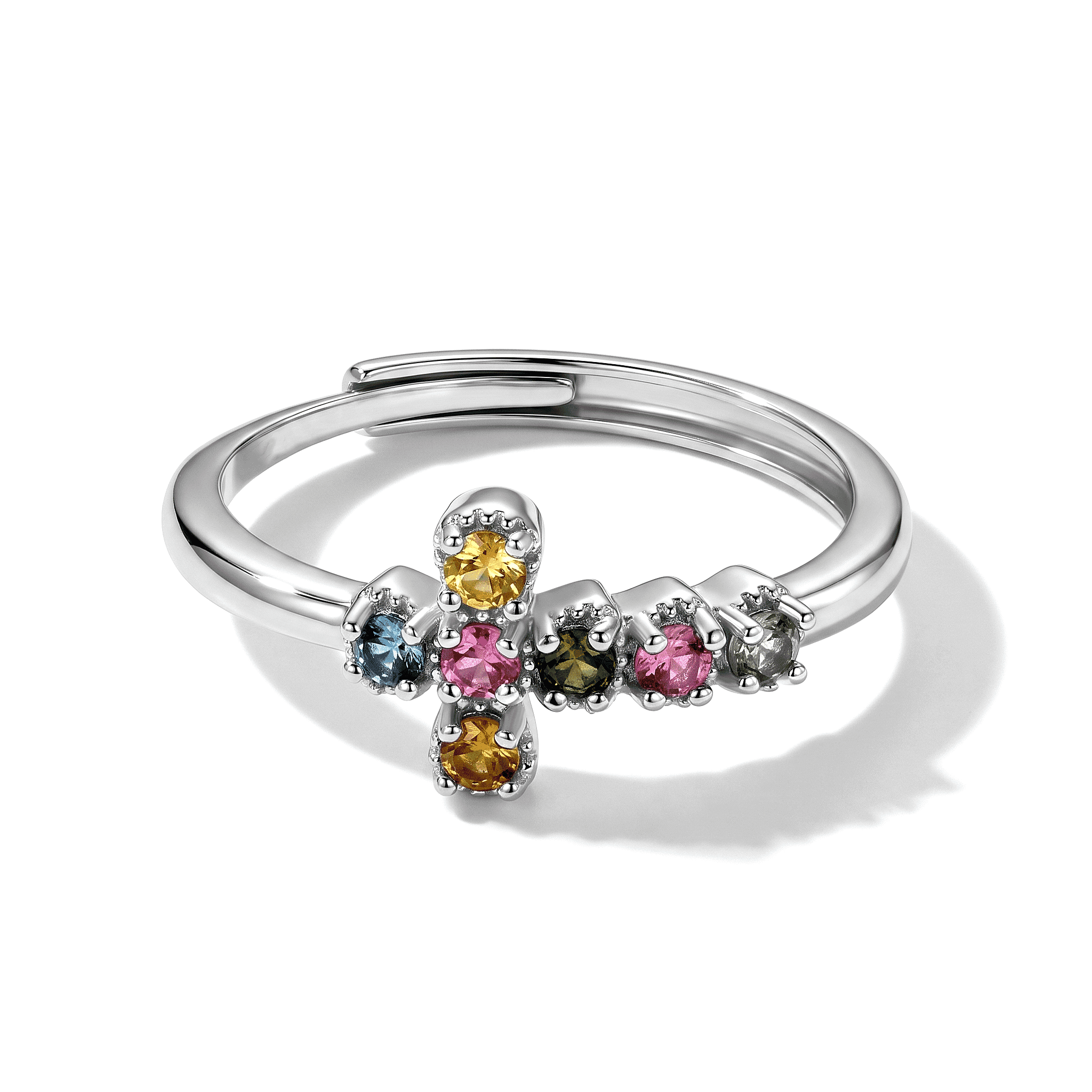 Multi-Tourmaline 2.00 ctw Ring in Silvertone (Adjustable)