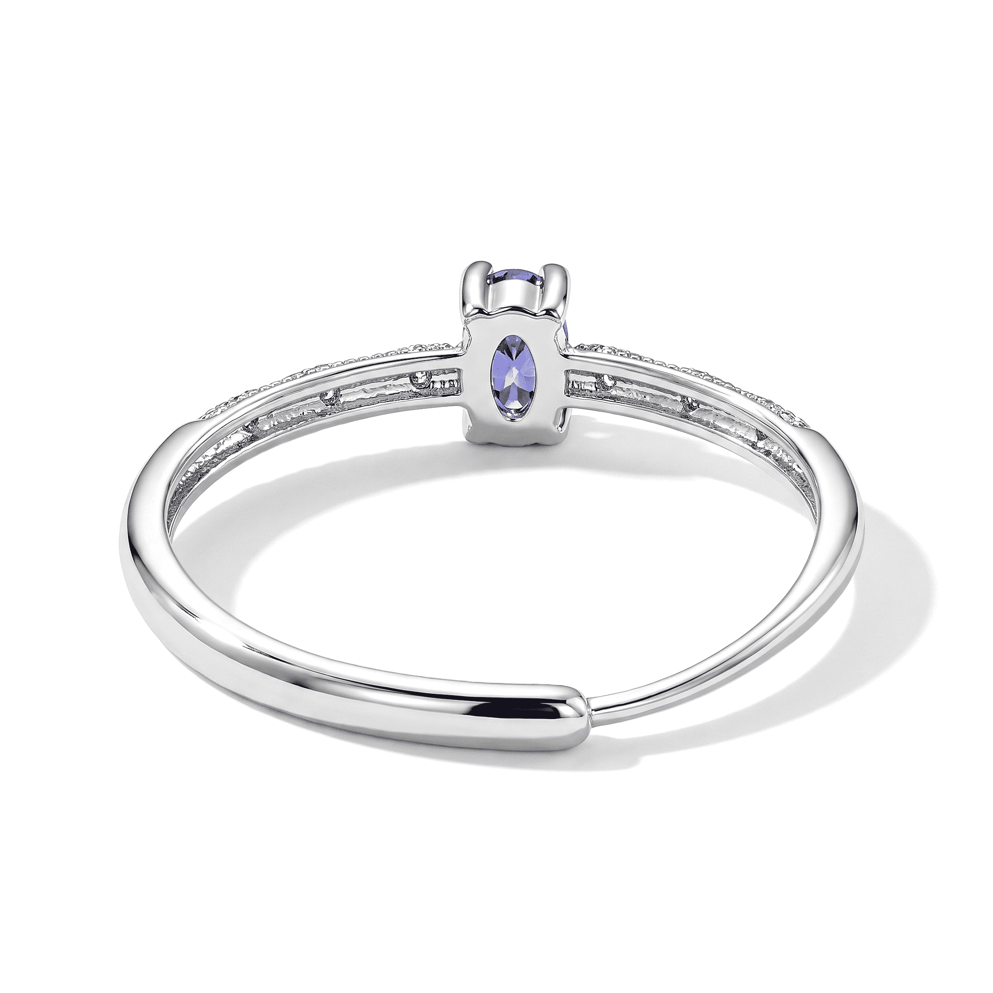 Tanzanite and Simulated Diamond 1.20 ctw Ring in Silvertone (Adjustable)