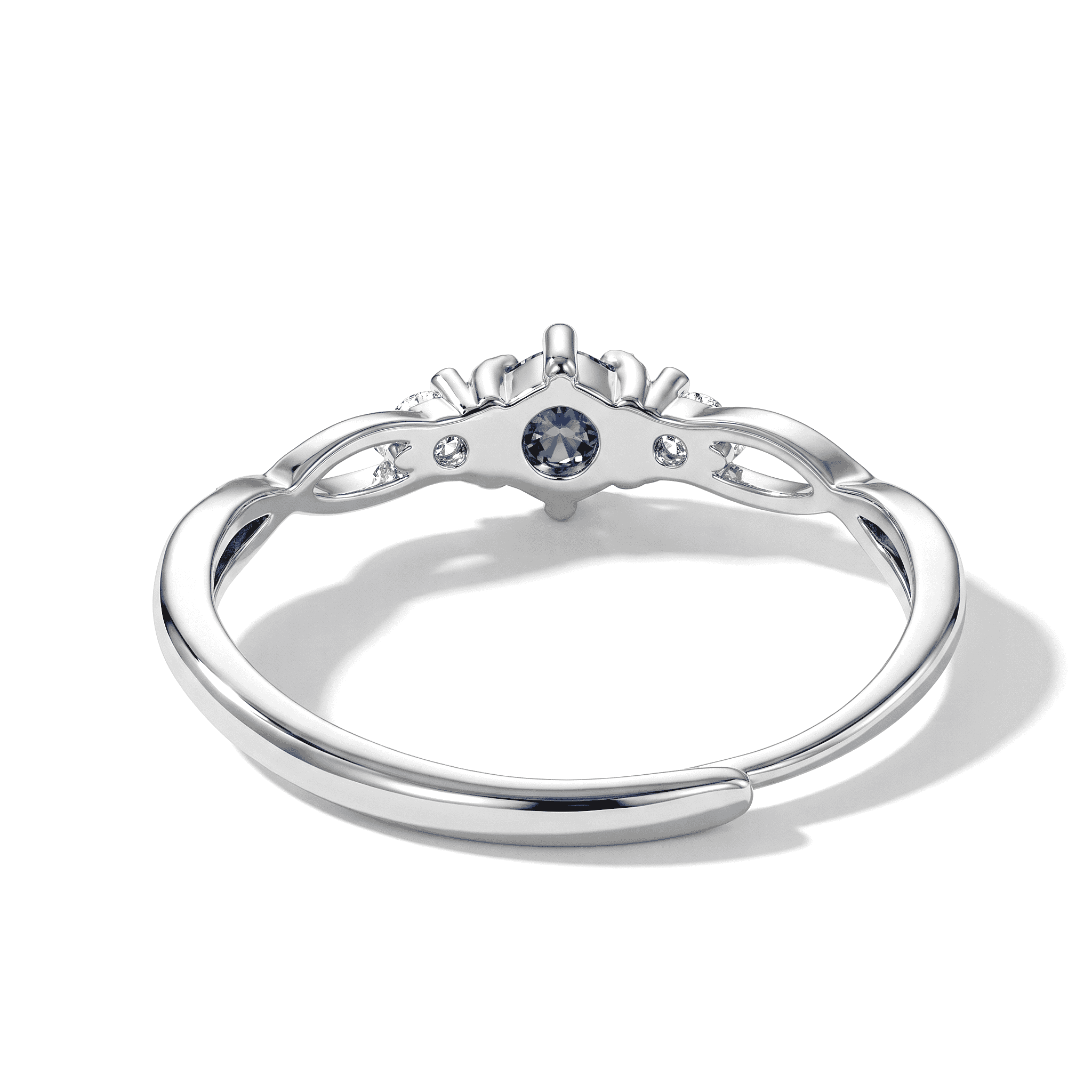 Blue Sapphire and Simulated Diamond 1.10 ctw Ring in Silvertone (Adjustable)