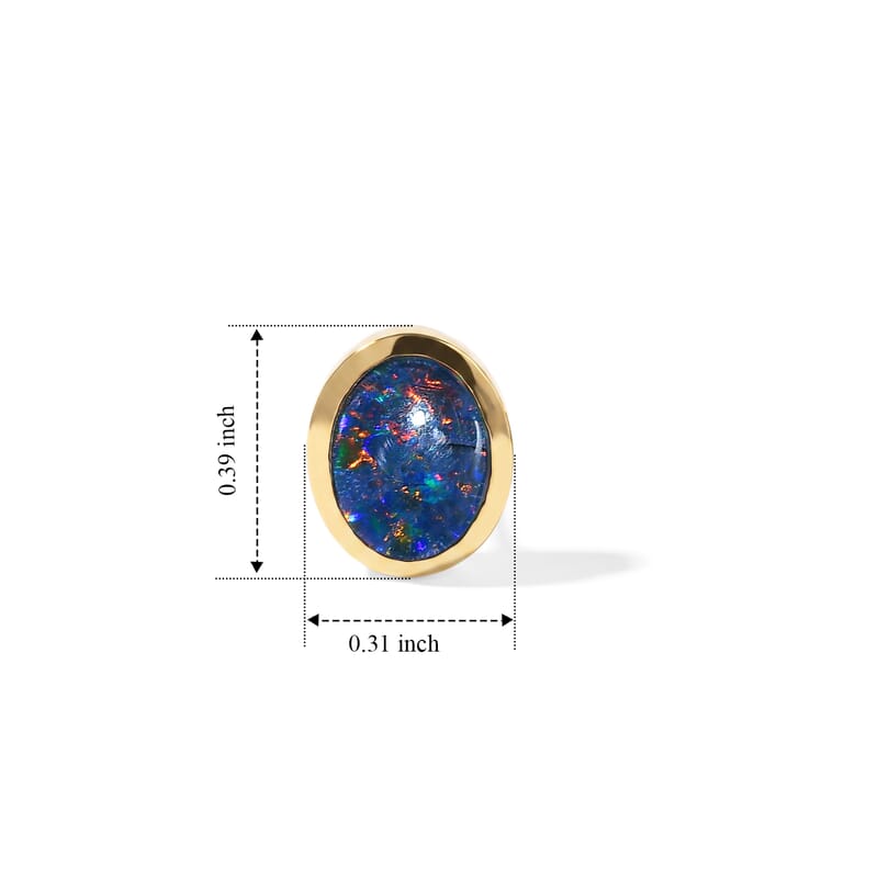 D'Joy Premium Australian Black Ridge Opal Triplet 1.80 ctw Earrings in 18K Vermeil Yellow Gold Over Sterling Silver