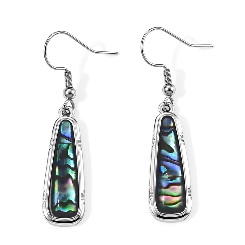 Abalone Shell Tranquil Beauty of The Ocean Earrings in Silvertone
