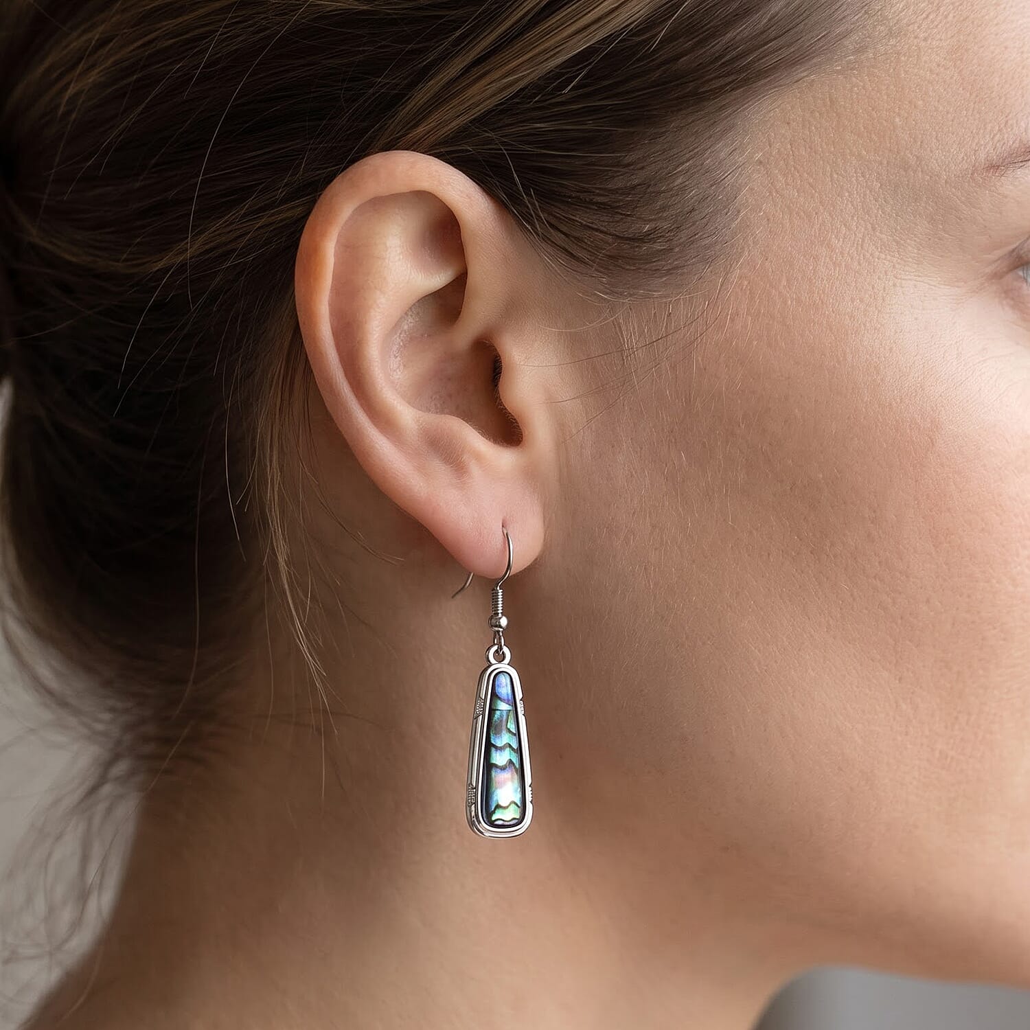 Abalone Shell Tranquil Beauty of The Ocean Earrings in Silvertone