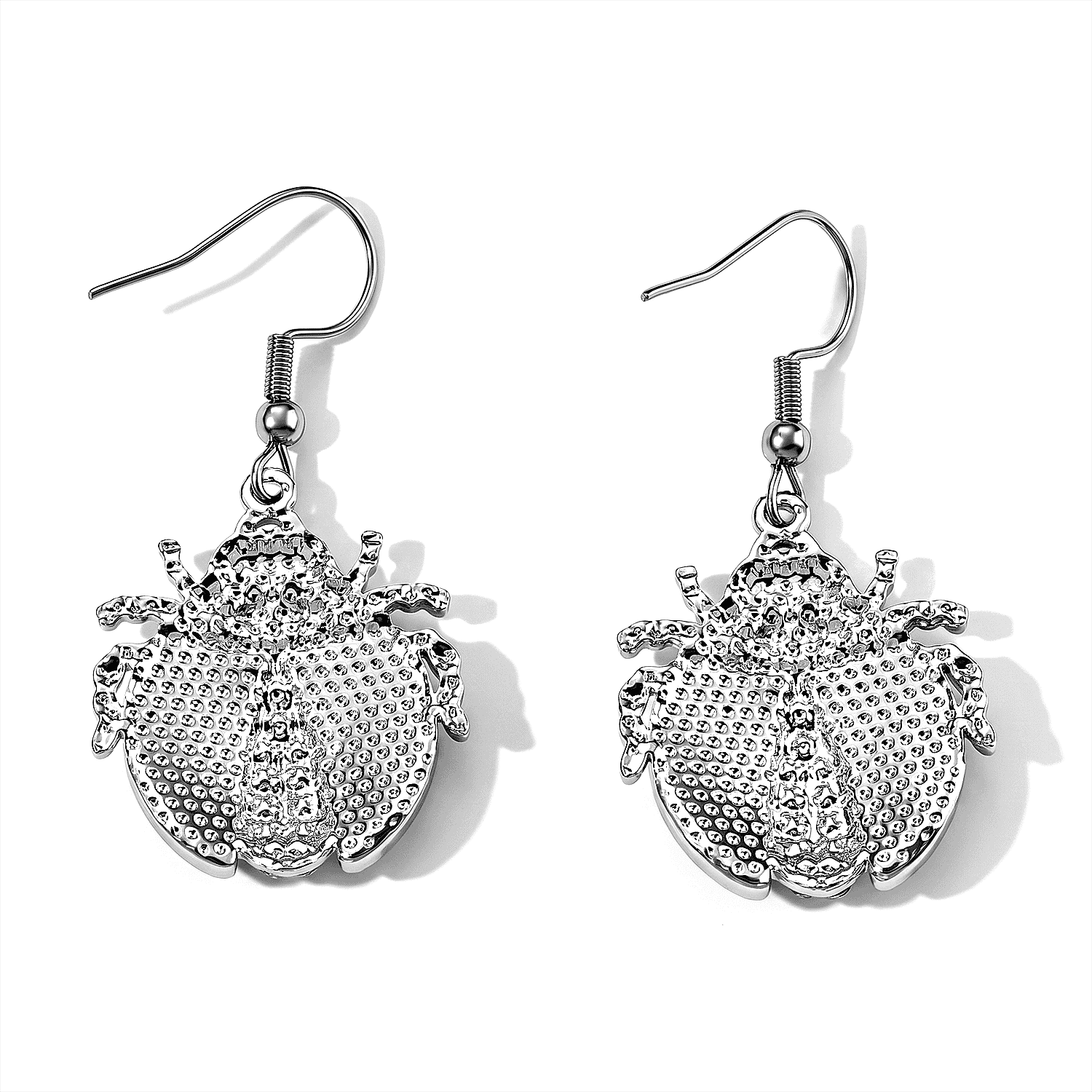 Abalone Shell, Austrian Black and White Crystal Dangling Earrings in Silvertone