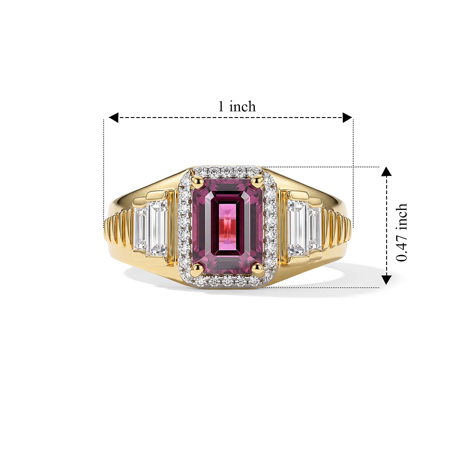 D'Joy Tanzanian Wine Garnet and Moissanite 2.75 ctw Men's Ring in 18K Vermeil Yellow Gold Over Sterling Silver (Size 10.0)