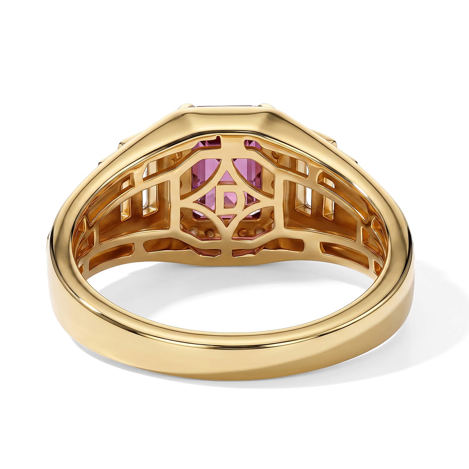 D'Joy Tanzanian Wine Garnet and Moissanite 2.75 ctw Men's Ring in 18K Vermeil Yellow Gold Over Sterling Silver (Size 9.0)