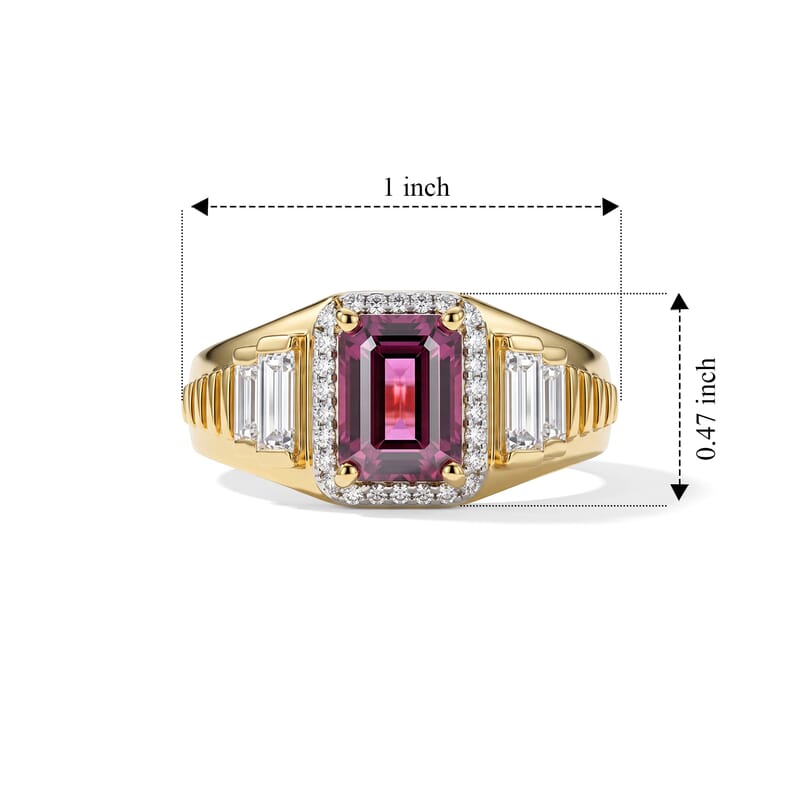 D'Joy Tanzanian Wine Garnet and Moissanite 2.75 ctw Men's Ring in 18K Vermeil Yellow Gold Over Sterling Silver (Size 9.0)