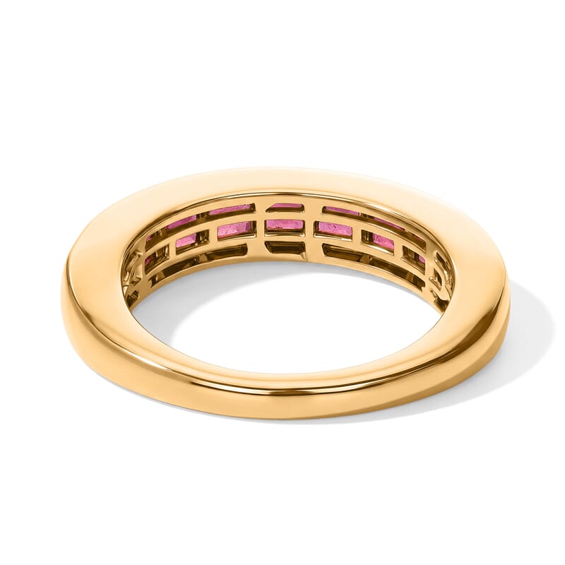 D'Joy Niassa Ruby (FF) 2.35 ctw Half Eternity Band Ring in 18K Vermeil Yellow Gold Over Sterling Silver (Size 5.0)