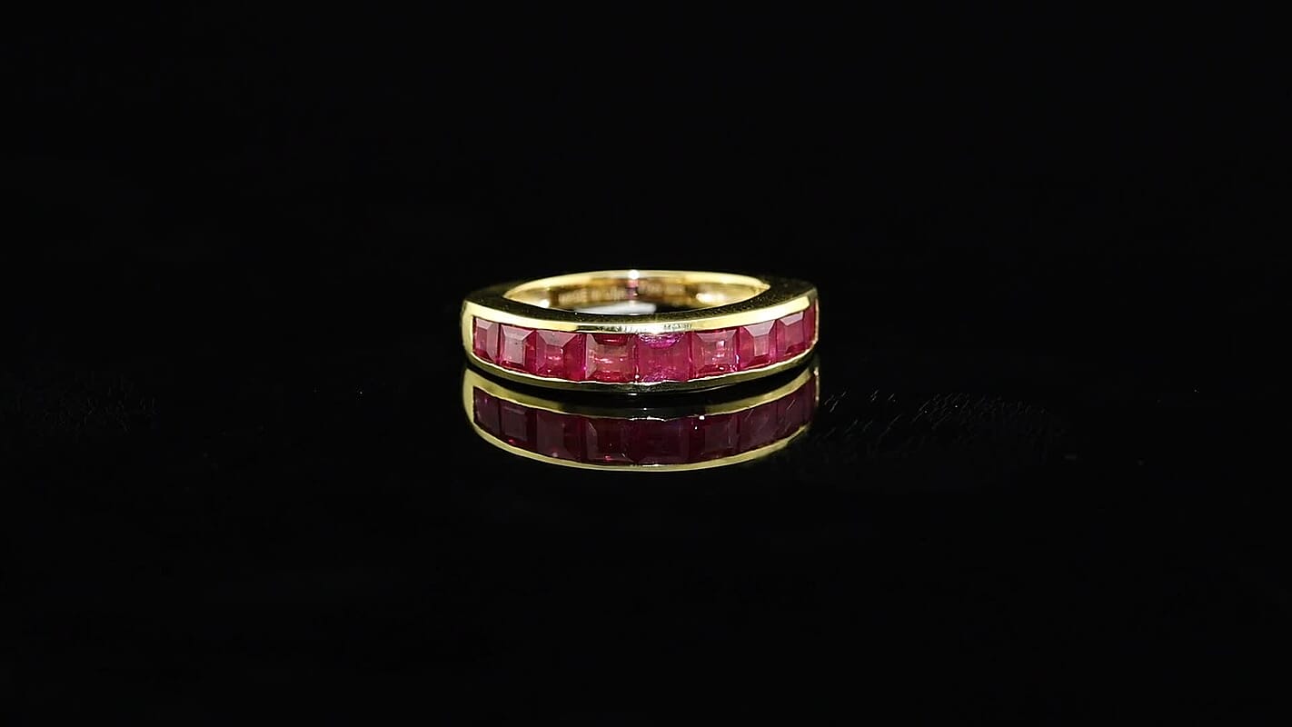 D''Joy Niassa Ruby (FF) Half Eternity Band Ring in 18K Vermeil YG Over Sterling Silver (Size 10.0) 2.35 ctw