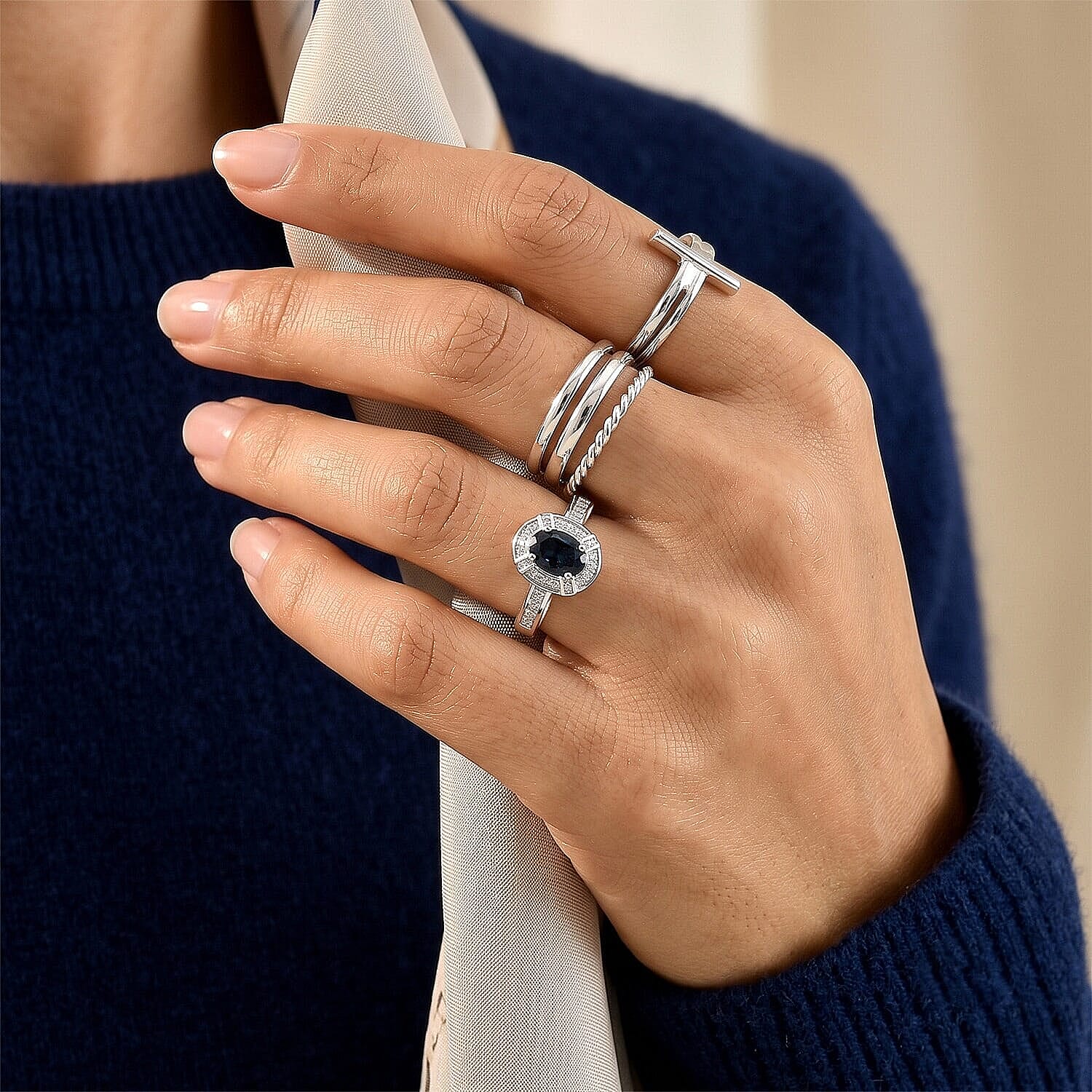 Luxoro AAA Monte Belo Indicolite and Diamond I2 1.50 ctw Imperial Halo Ring in 10K White Gold (Size  6.0)