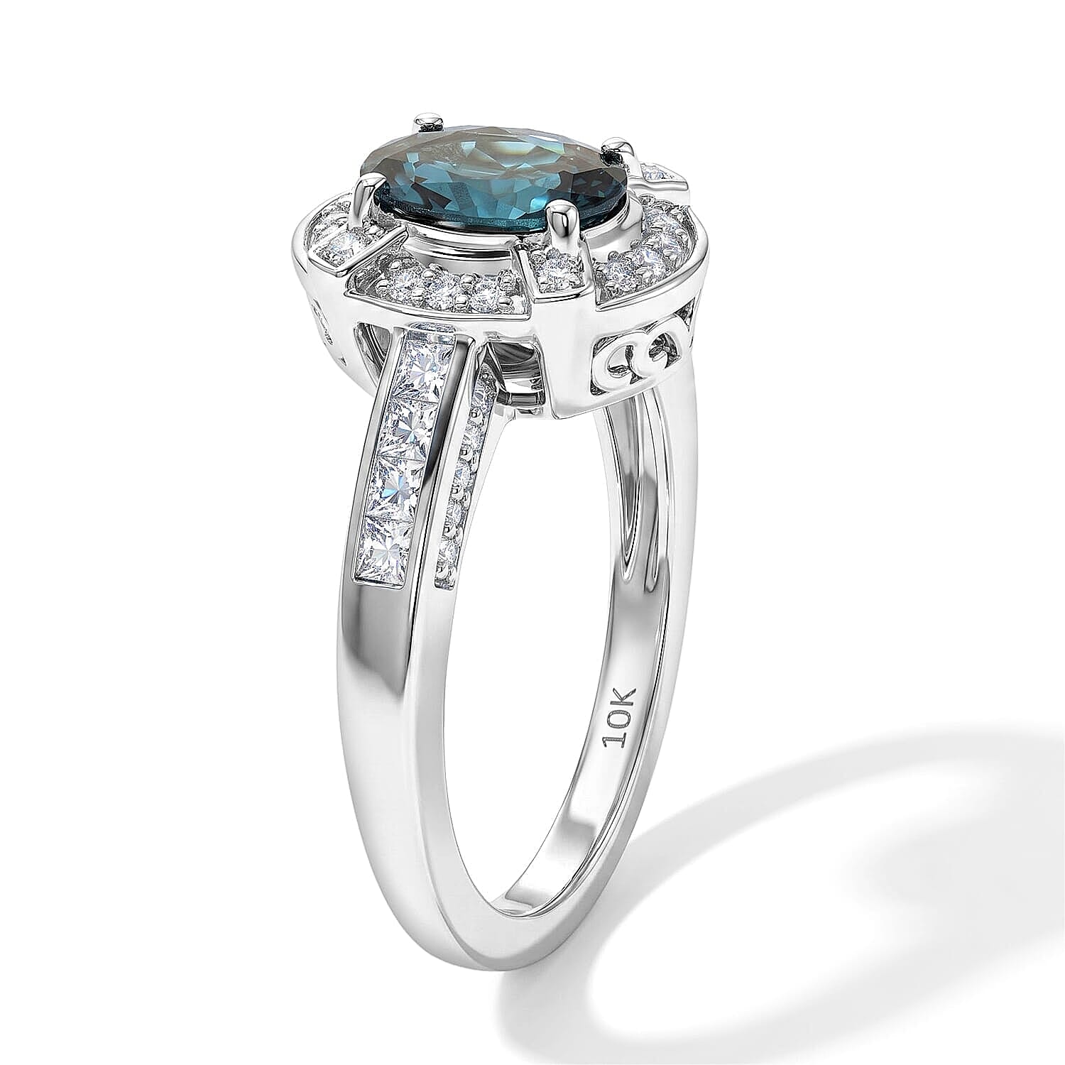 Luxoro AAA Monte Belo Indicolite and Diamond I2 1.50 ctw Imperial Halo Ring in 10K White Gold (Size  6.0)
