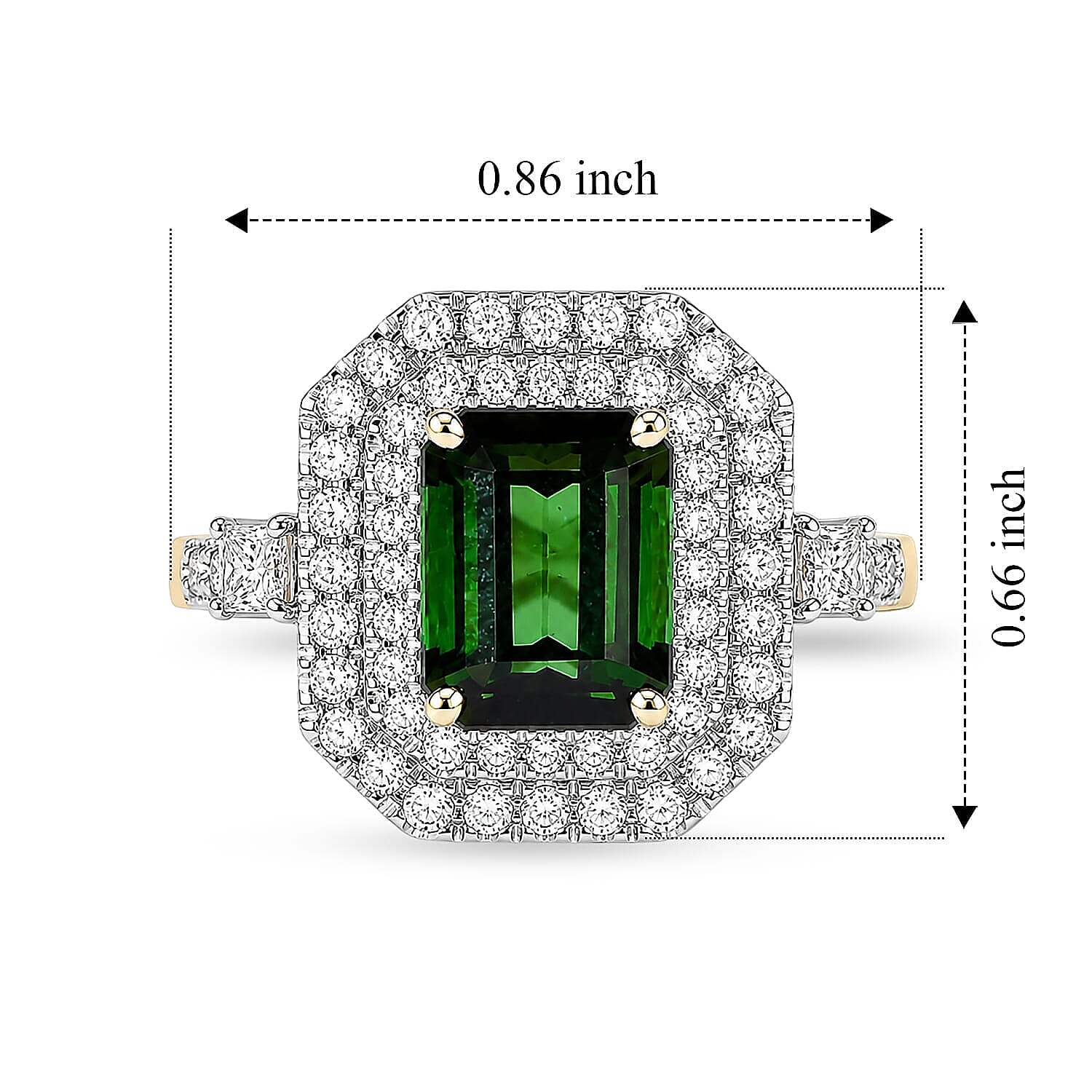 Certified & Appraised AAA Sapo Green Tourmaline and Luxuriant Lab Grown Diamond G-H SI 3.30 ctw Ring in 10K Yellow Gold (Size  5.0)