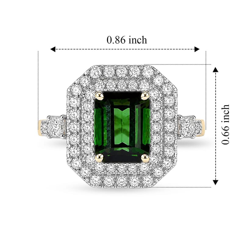 Certified & Appraised AAA Sapo Green Tourmaline and Luxuriant Lab Grown Diamond G-H SI 3.30 ctw Ring in 10K Yellow Gold (Size  5.0)