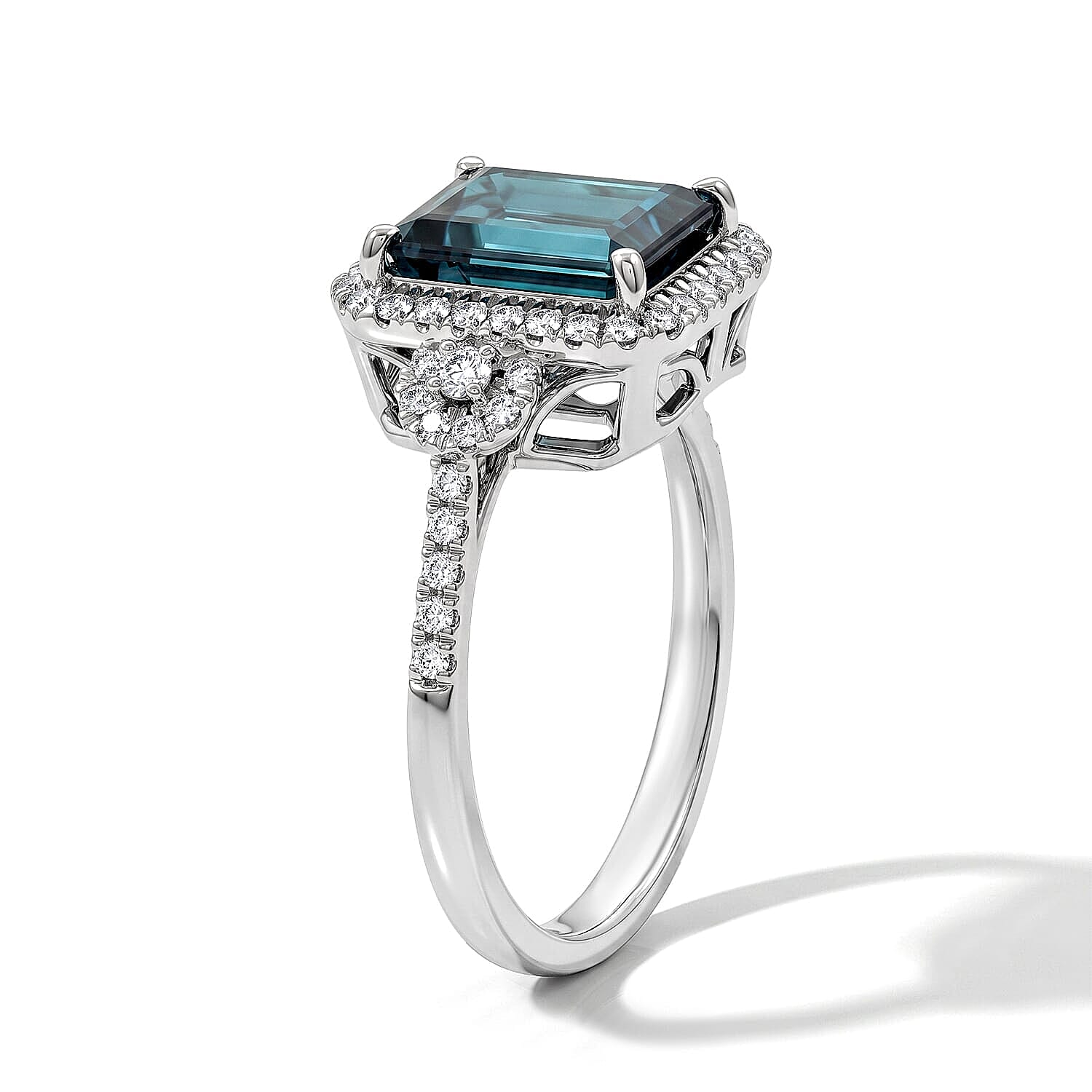 Certified & Appraised Rhapsody AAAA Monte Belo Indicolite and Diamond E-F VS 4.05 ctw Ring in 950 Platinum (Size  5.0)  6.60 Grams