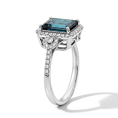 Certified & Appraised Rhapsody AAAA Monte Belo Indicolite and Diamond E-F VS 4.05 ctw Ring in 950 Platinum (Size  5.0)  6.60 Grams