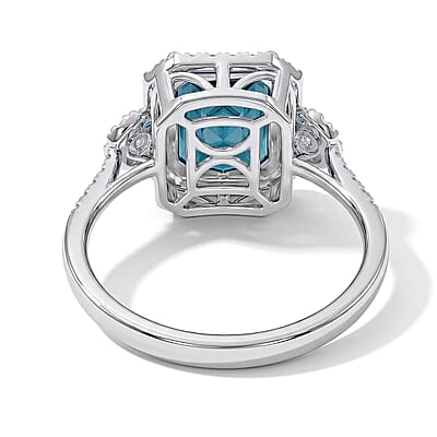 Certified & Appraised Rhapsody AAAA Monte Belo Indicolite and Diamond E-F VS 4.05 ctw Ring in 950 Platinum (Size  5.0)  6.60 Grams