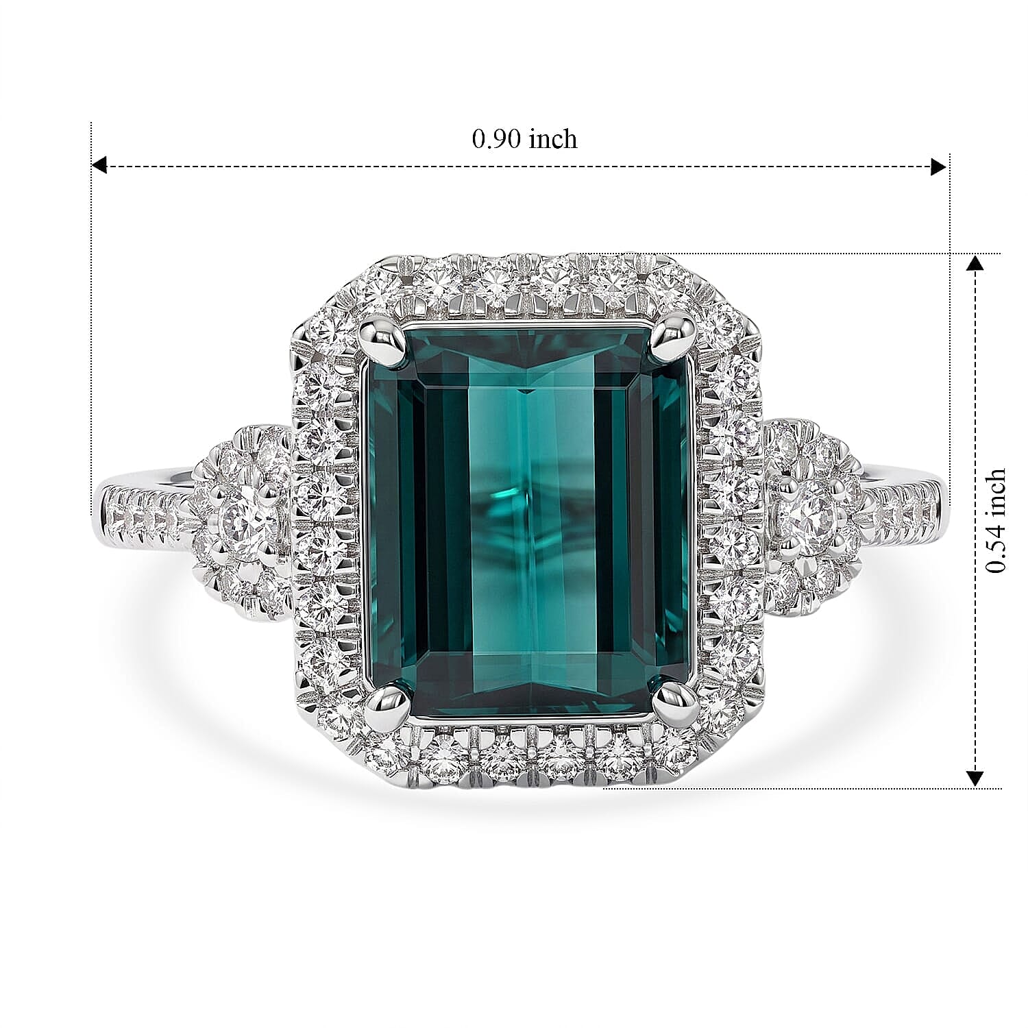 Certified & Appraised Rhapsody AAAA Monte Belo Indicolite and Diamond E-F VS 4.05 ctw Ring in 950 Platinum (Size  5.0)  6.60 Grams