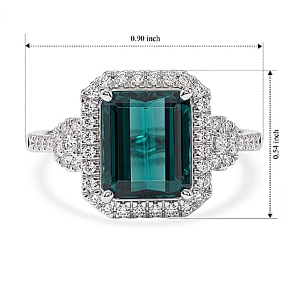 Certified & Appraised Rhapsody AAAA Monte Belo Indicolite and Diamond E-F VS 4.05 ctw Ring in 950 Platinum (Size  5.0)  6.60 Grams