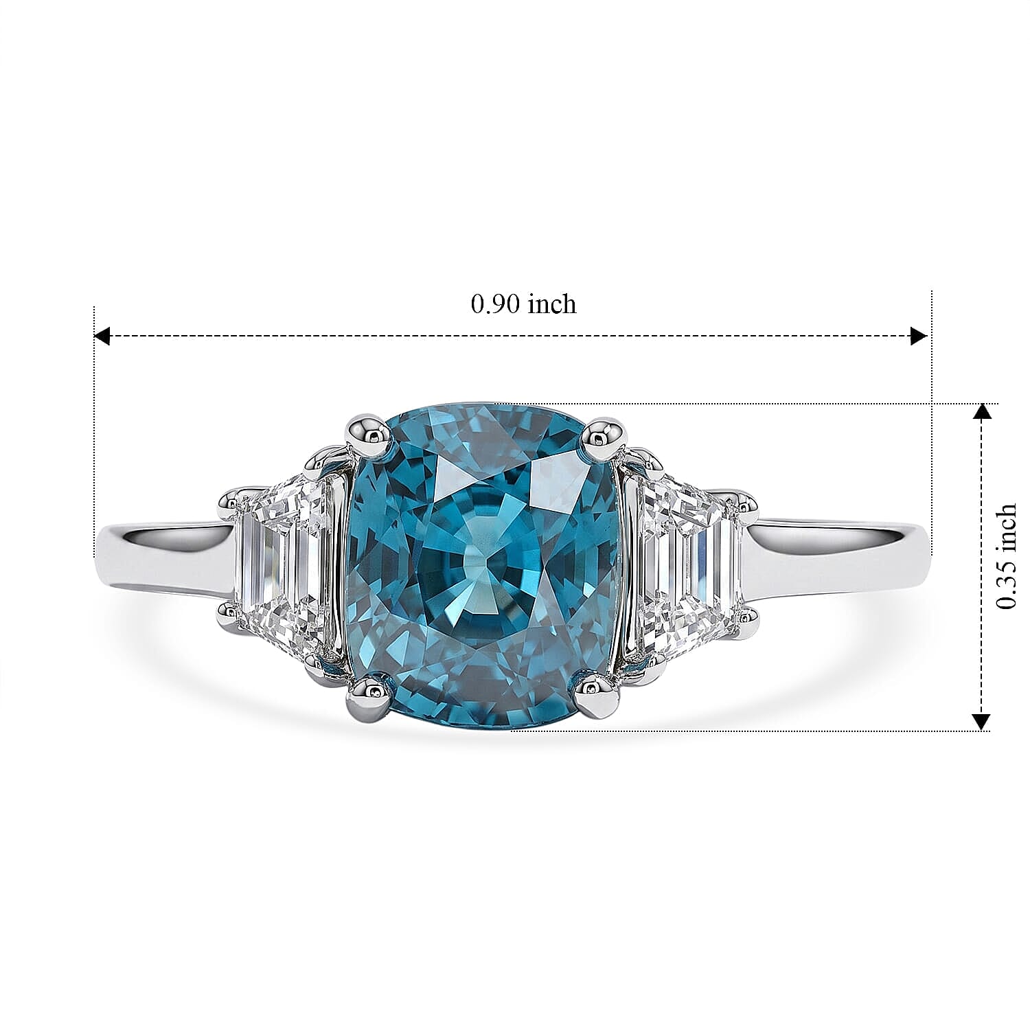 AAA Cambodian Blue Zircon and Luxuriant Lab Grown Diamond G-H SI 5.50 ctw Blue Fire Grand Radiance Ring in 10K White Gold (Size  5.0)
