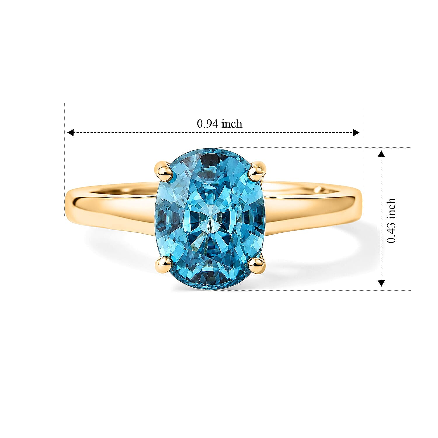 AAAA Cambodian Blue Zircon 4.50 ctw Blue Fire Azure Majesty Ring in 10K Yellow Gold (Size  5.0)